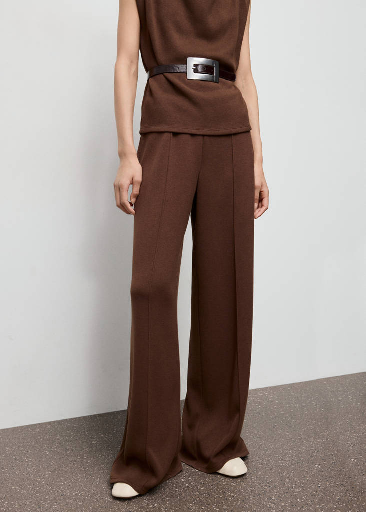 Seam-detail straight-fit trousers — Brown