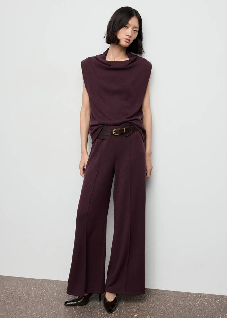 Seam-detail straight-fit trousers — Burgundy