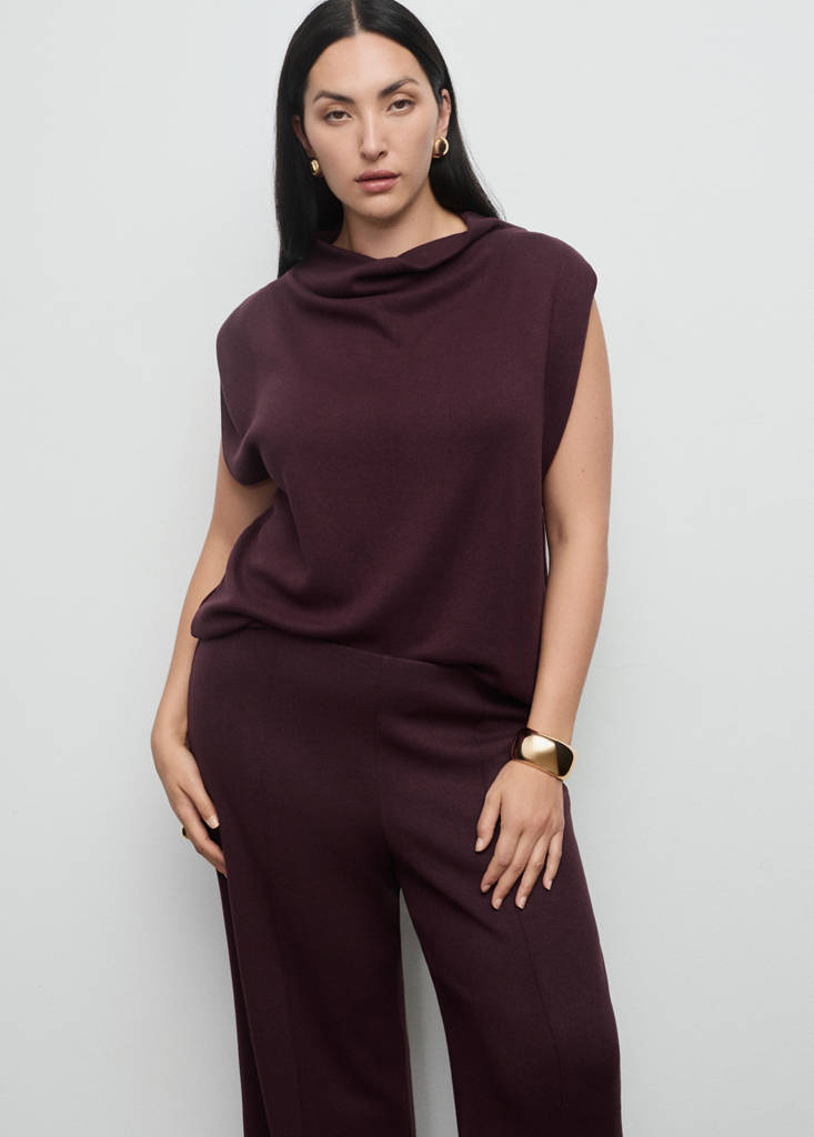 Seam-detail straight-fit trousers — Burgundy