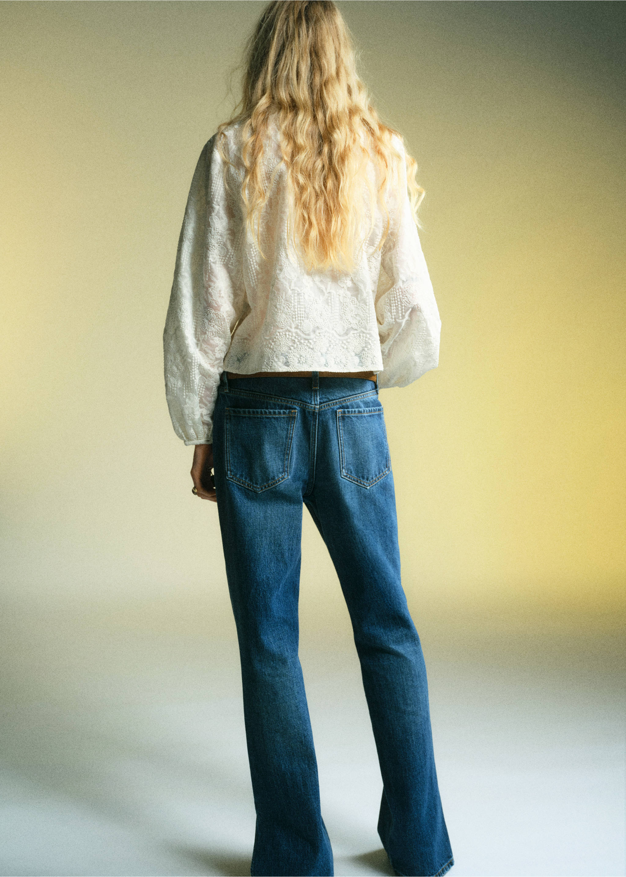 Embroidered lyocell blouse - Reverse of the article, Ecru. Ref: 17027805-00.