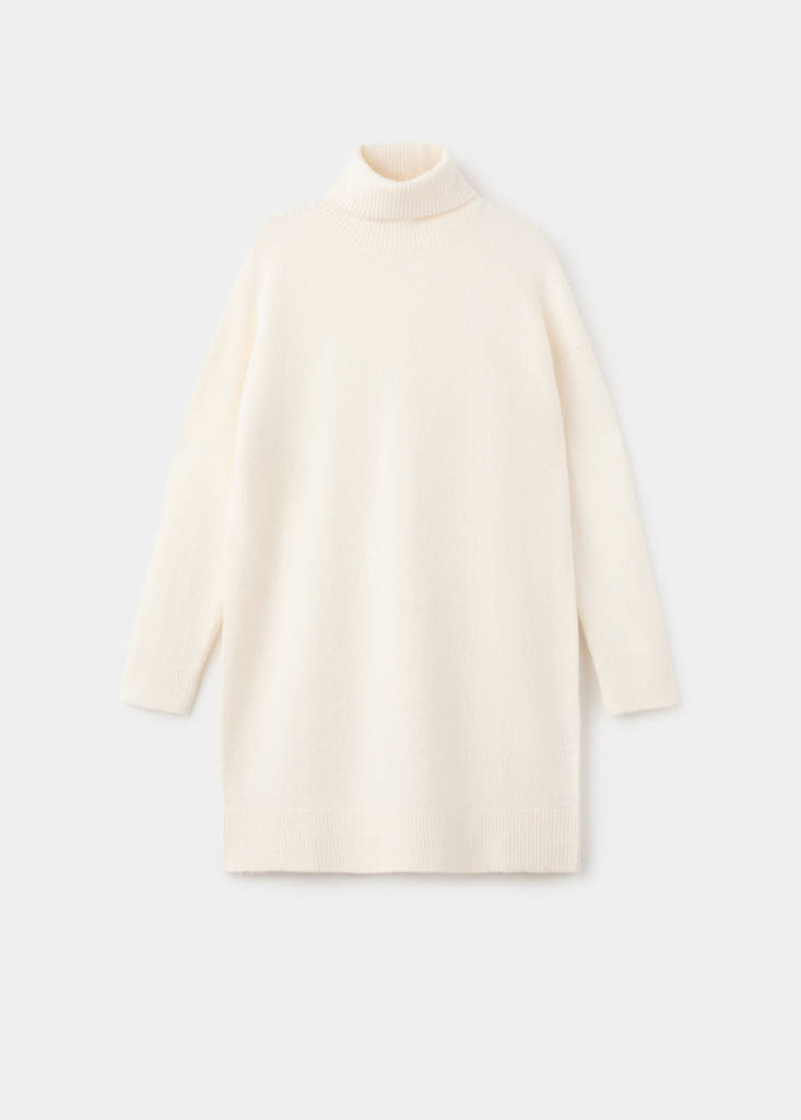 Knitted turtleneck dress — Ecru