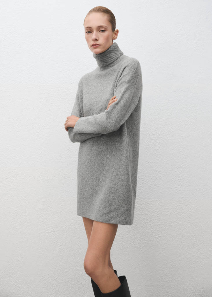 Knitted turtleneck dress — Medium Heather Grey