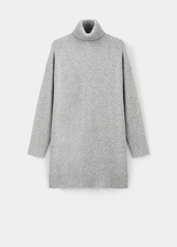 Knitted turtleneck dress — Medium Heather Grey