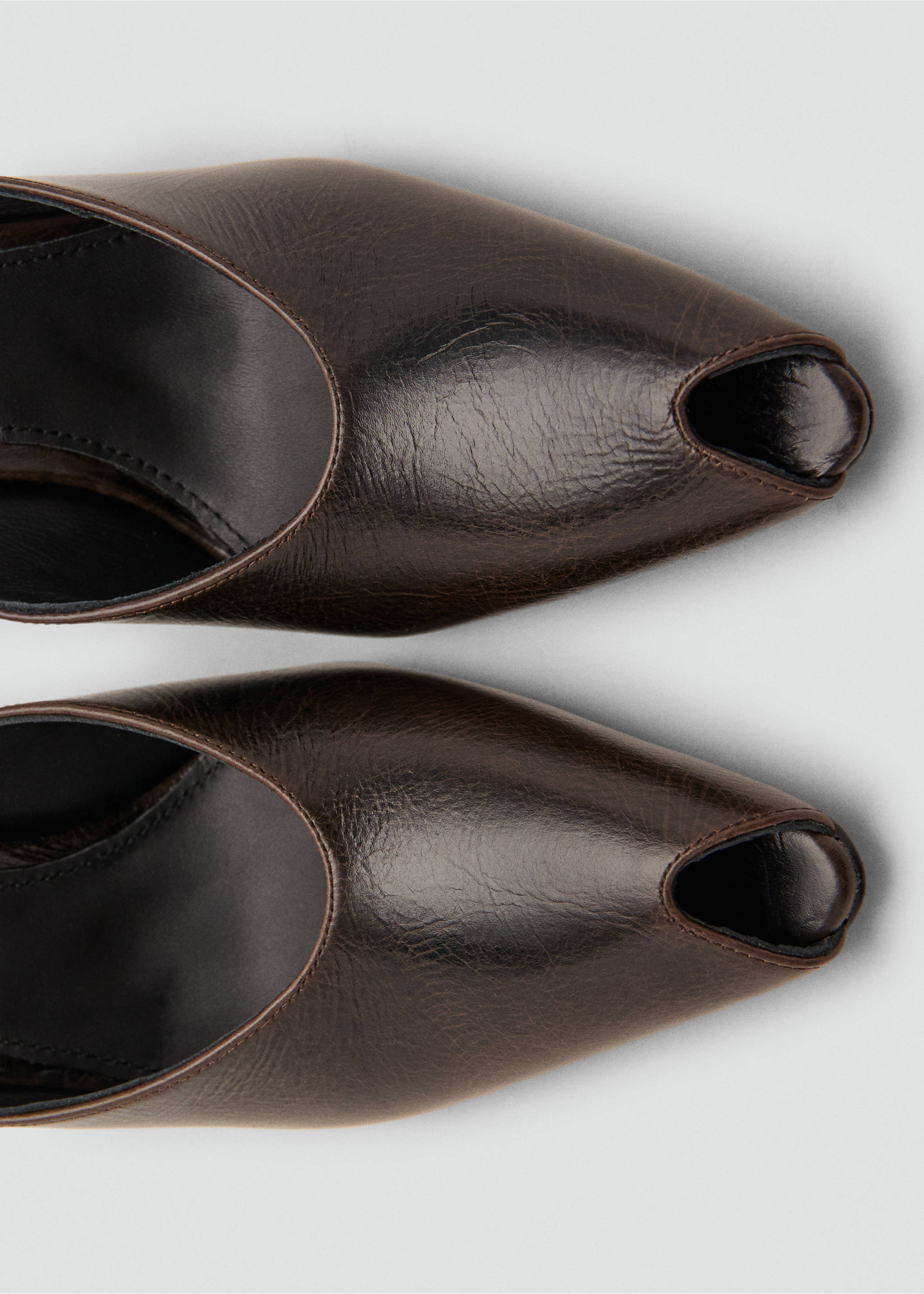 Open-toe leather shoes - Details of the article 1, Chocolate. Ref: 17027812-00.