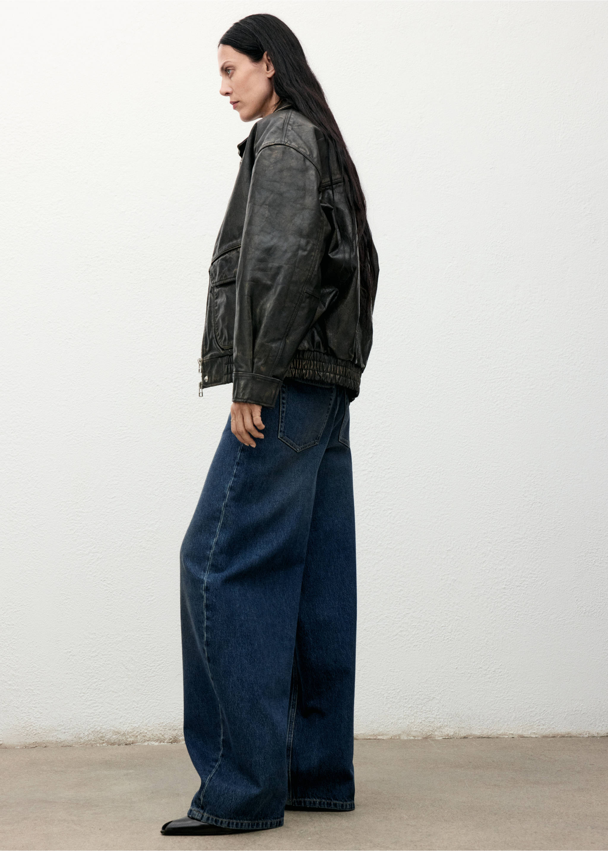Mid-rise barrel jeans - Overzichtstekening, Donker vintage blauw. Ref: 17027813-00.