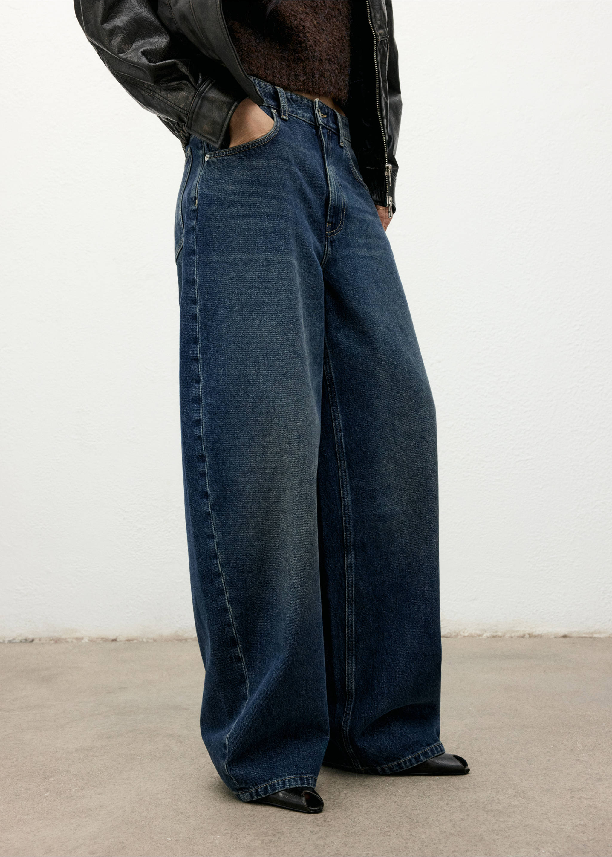 Mid-rise barrel jeans - Middenvlak, Donker vintage blauw. Ref: 17027813-00.