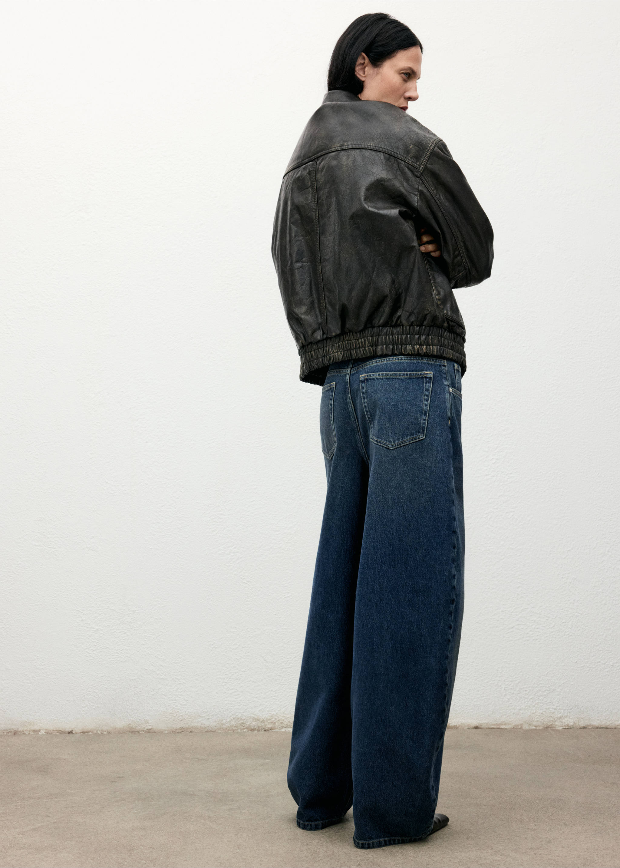 Mid-rise barrel jeans - Achterkant van het artikel, Donker vintage blauw. Ref: 17027813-00.