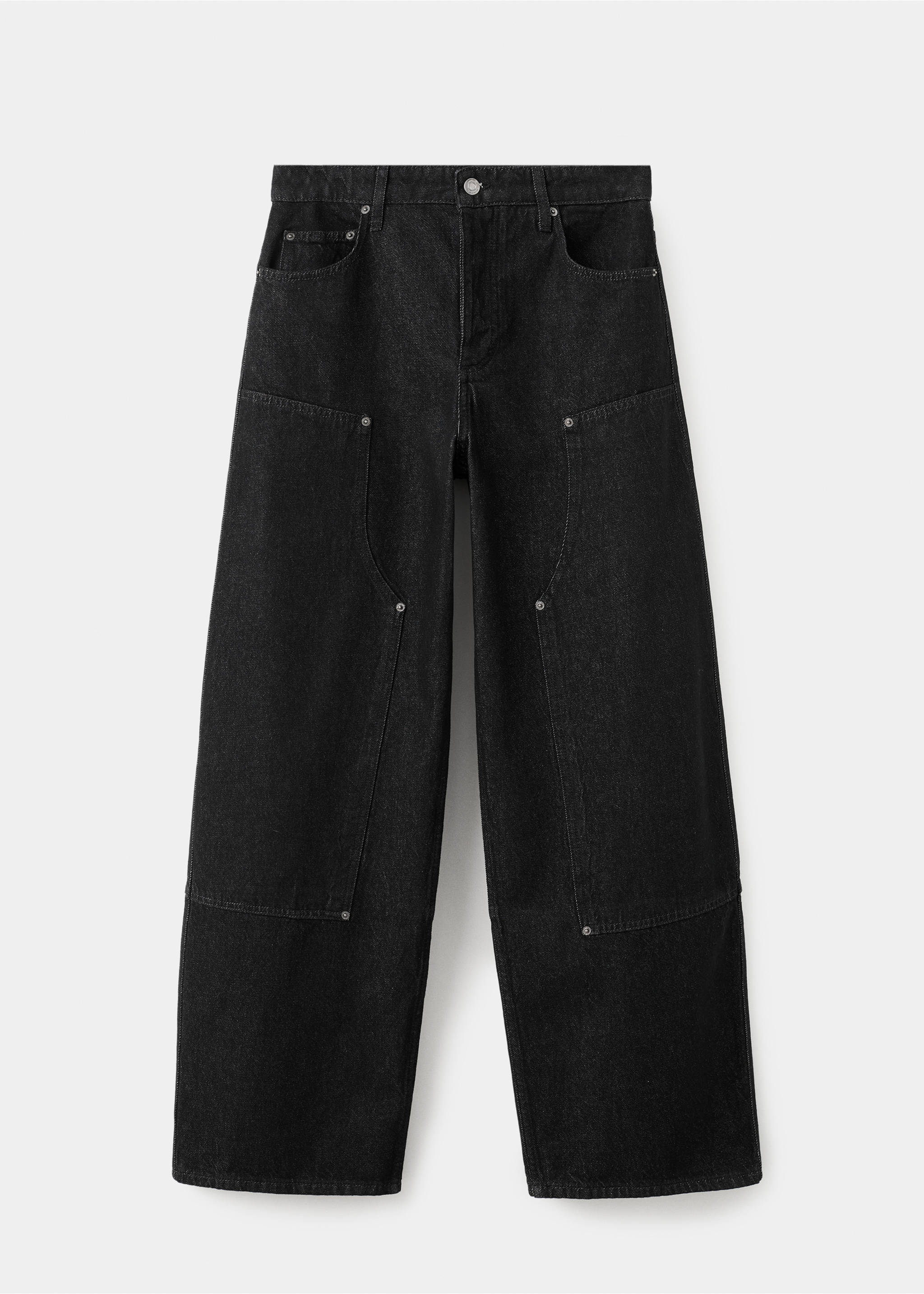 Barrel jeans with patches - Article without model, Black. Ref: 17027814-00.