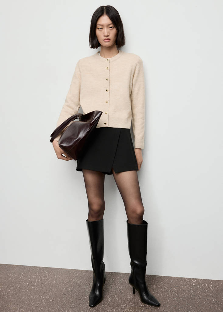 Knitted button cardigan — Ecru
