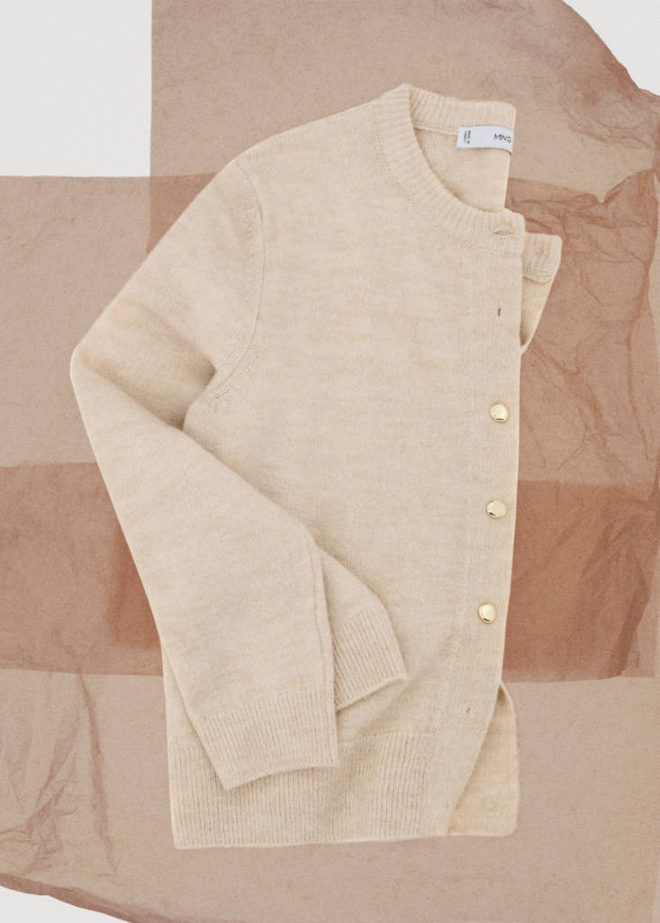 Knitted button cardigan — Ecru