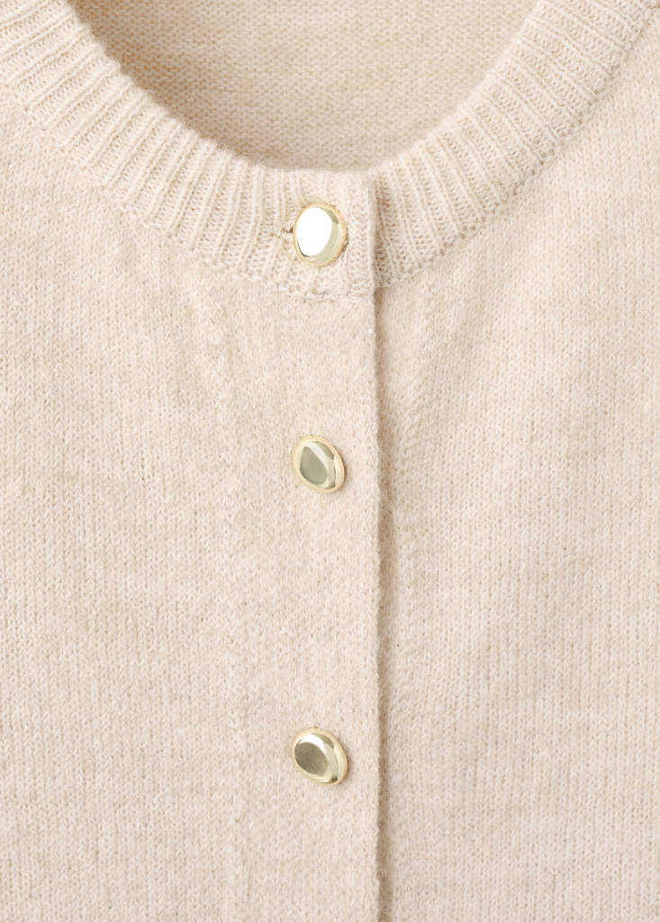 Knitted button cardigan — Ecru