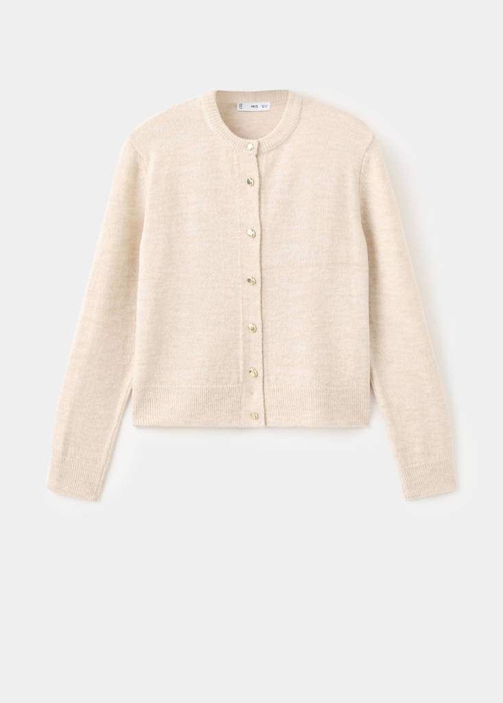 Knitted button cardigan — Ecru
