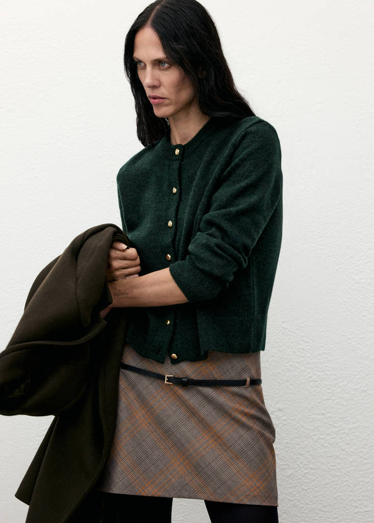 Knitted button cardigan — Green
