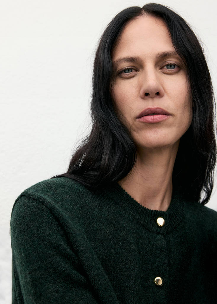 Knitted button cardigan — Green