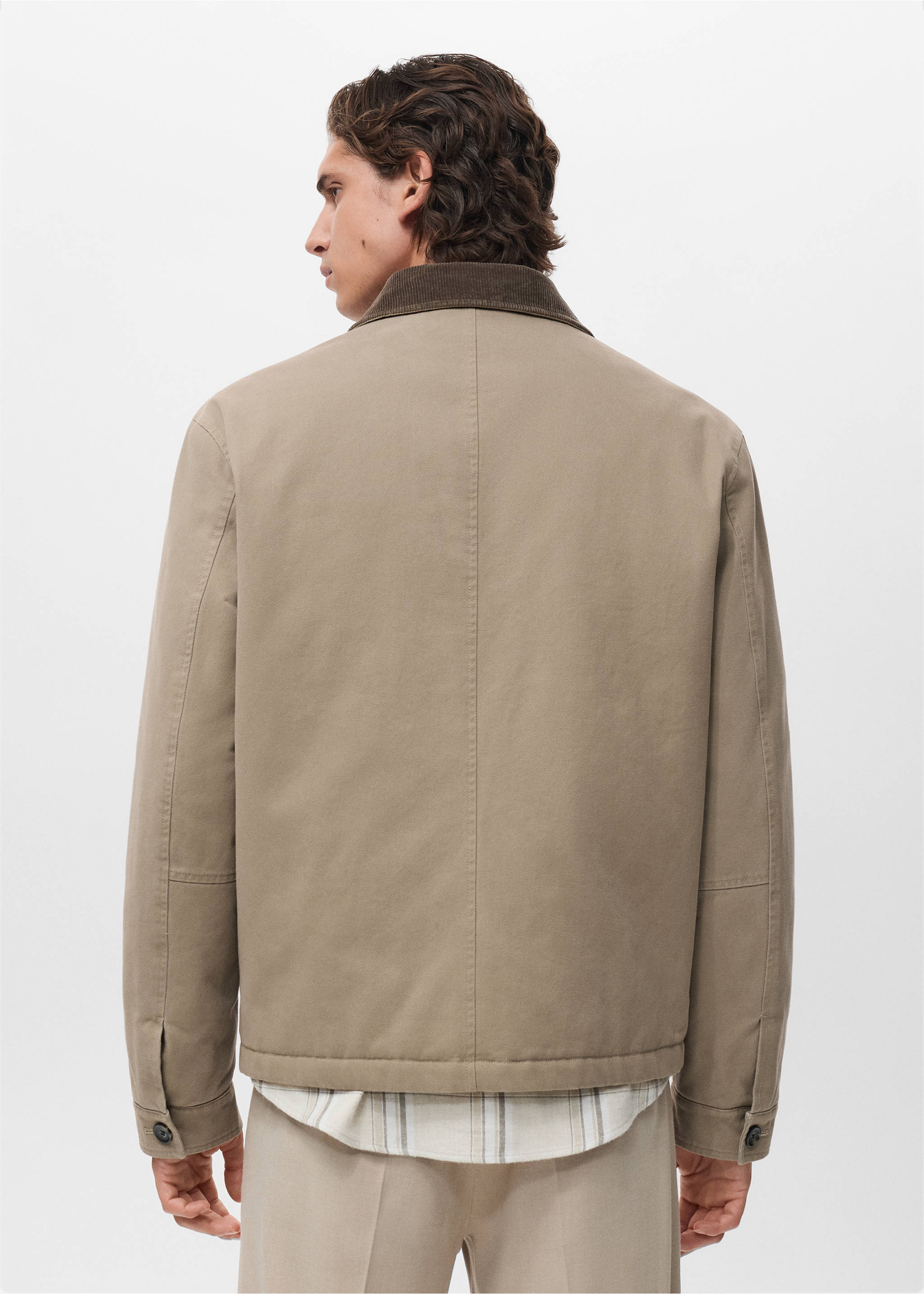 Quilted jacket with corduroy collar - Verso de l’article, Beige. Ref: 17027884-00.