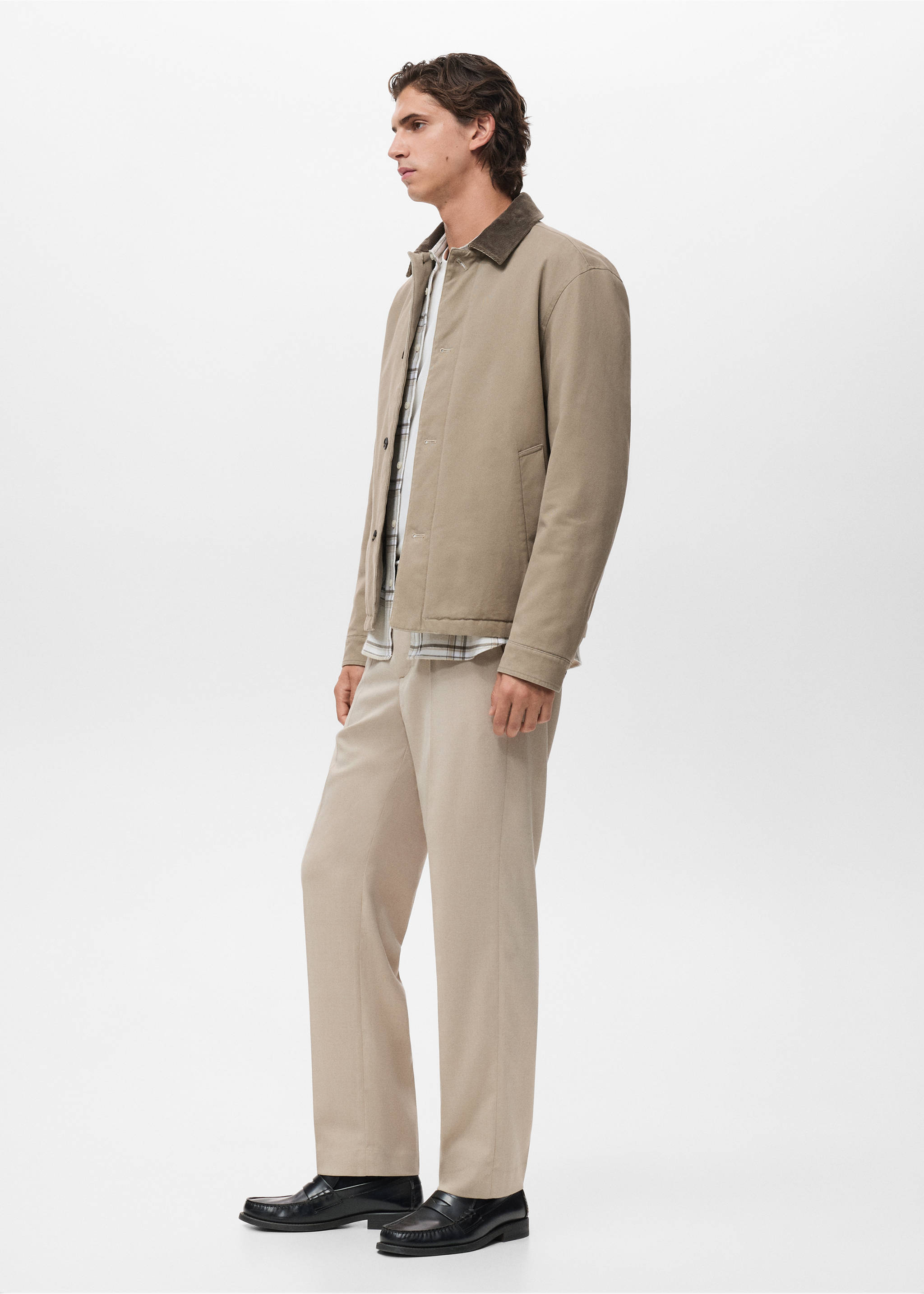 Quilted jacket with corduroy collar - Détail de l'article 2, Beige. Ref: 17027884-00.