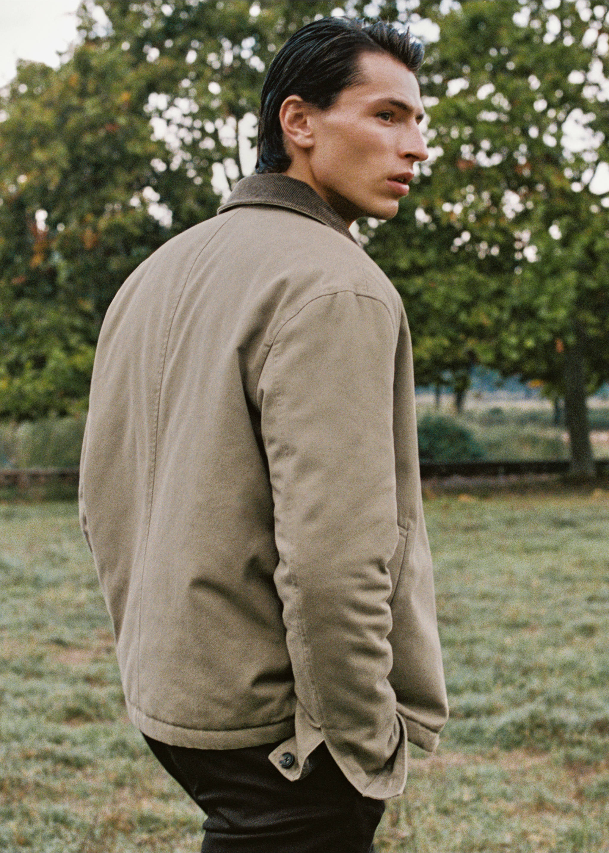 Quilted jacket with corduroy collar - Détail de l'article 3, Beige. Ref: 17027884-00.