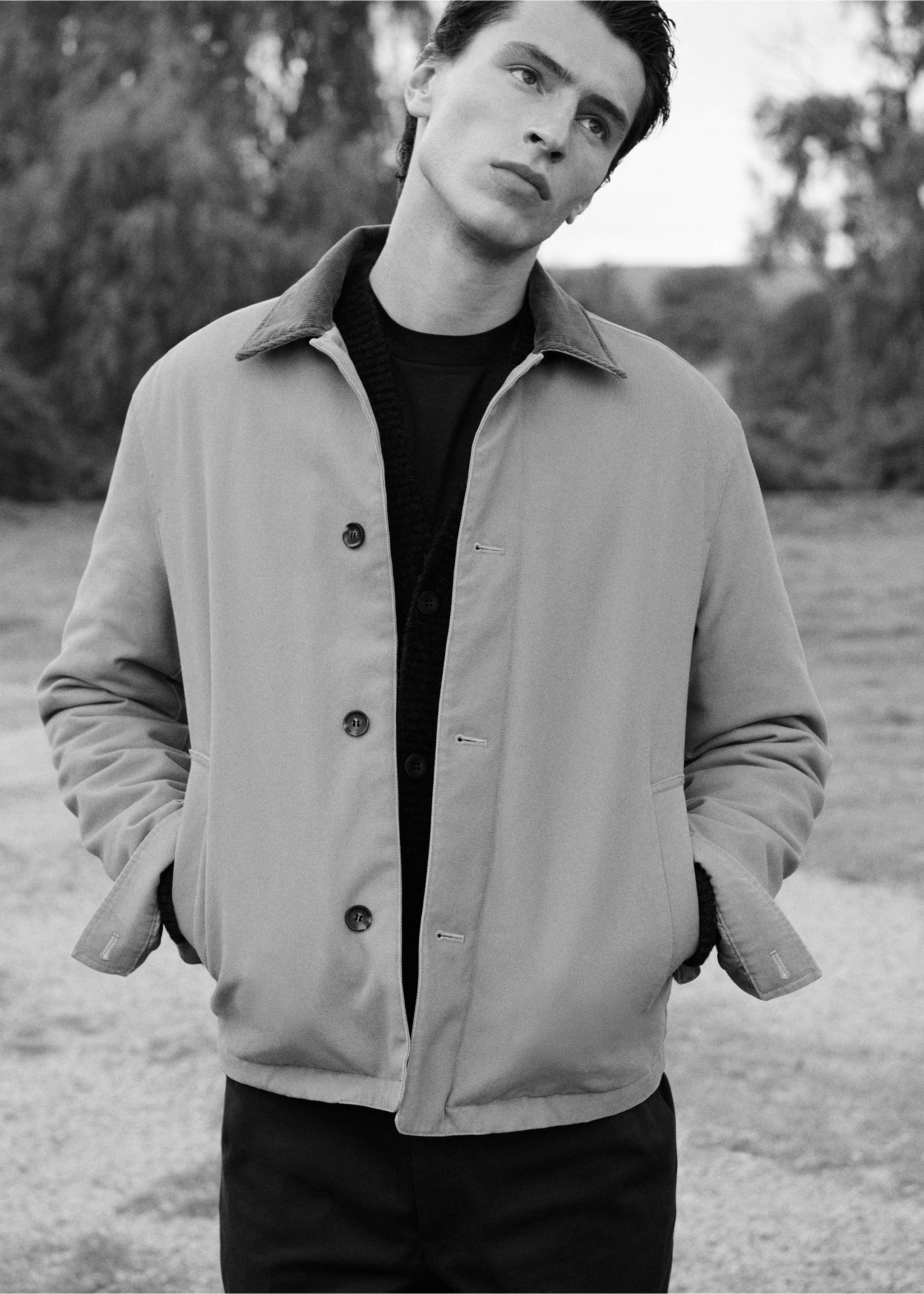 Quilted jacket with corduroy collar - Détail de l'article 5, Beige. Ref: 17027884-00.