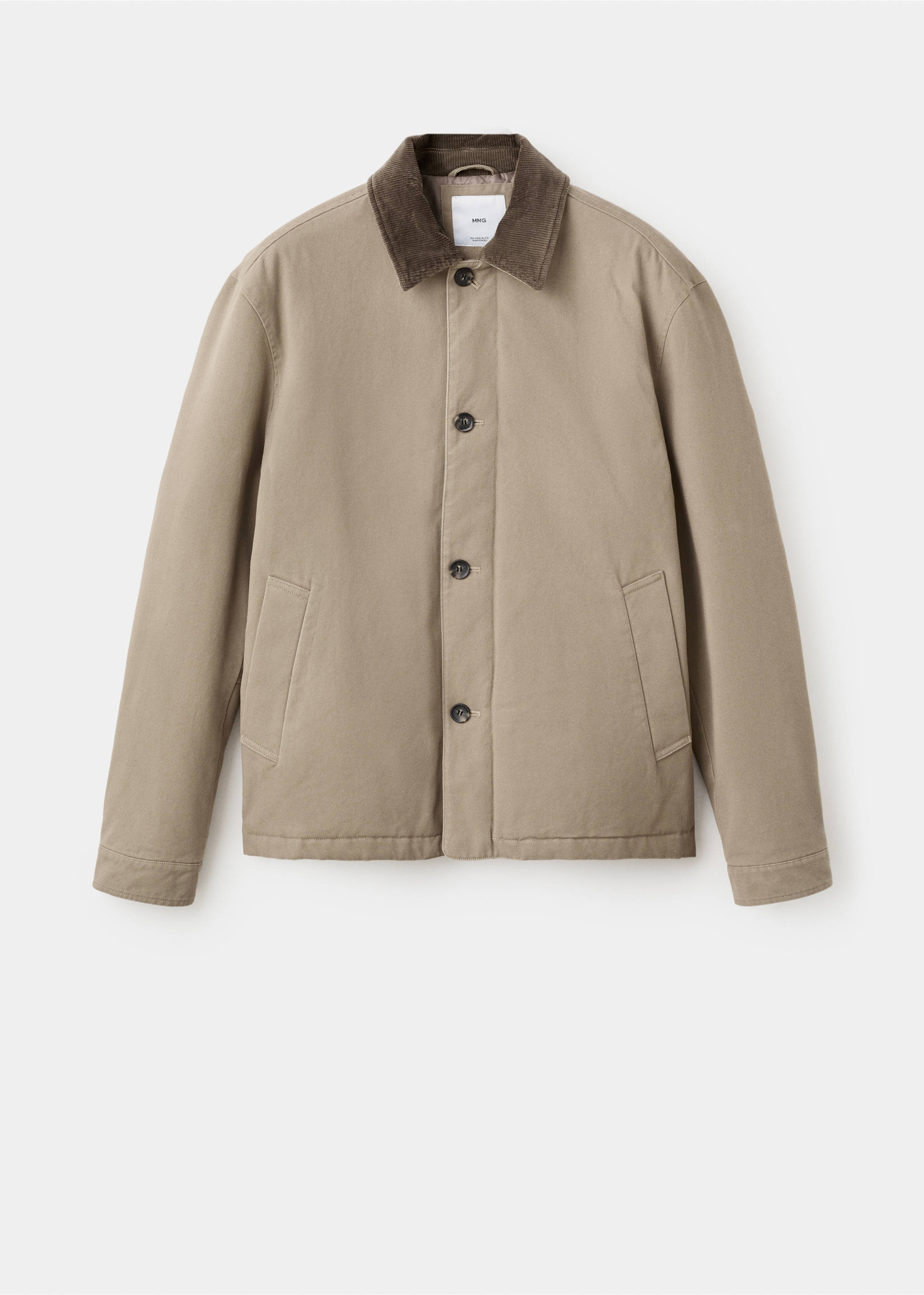 Quilted jacket with corduroy collar - Article sans modèle, Beige. Ref: 17027884-00.