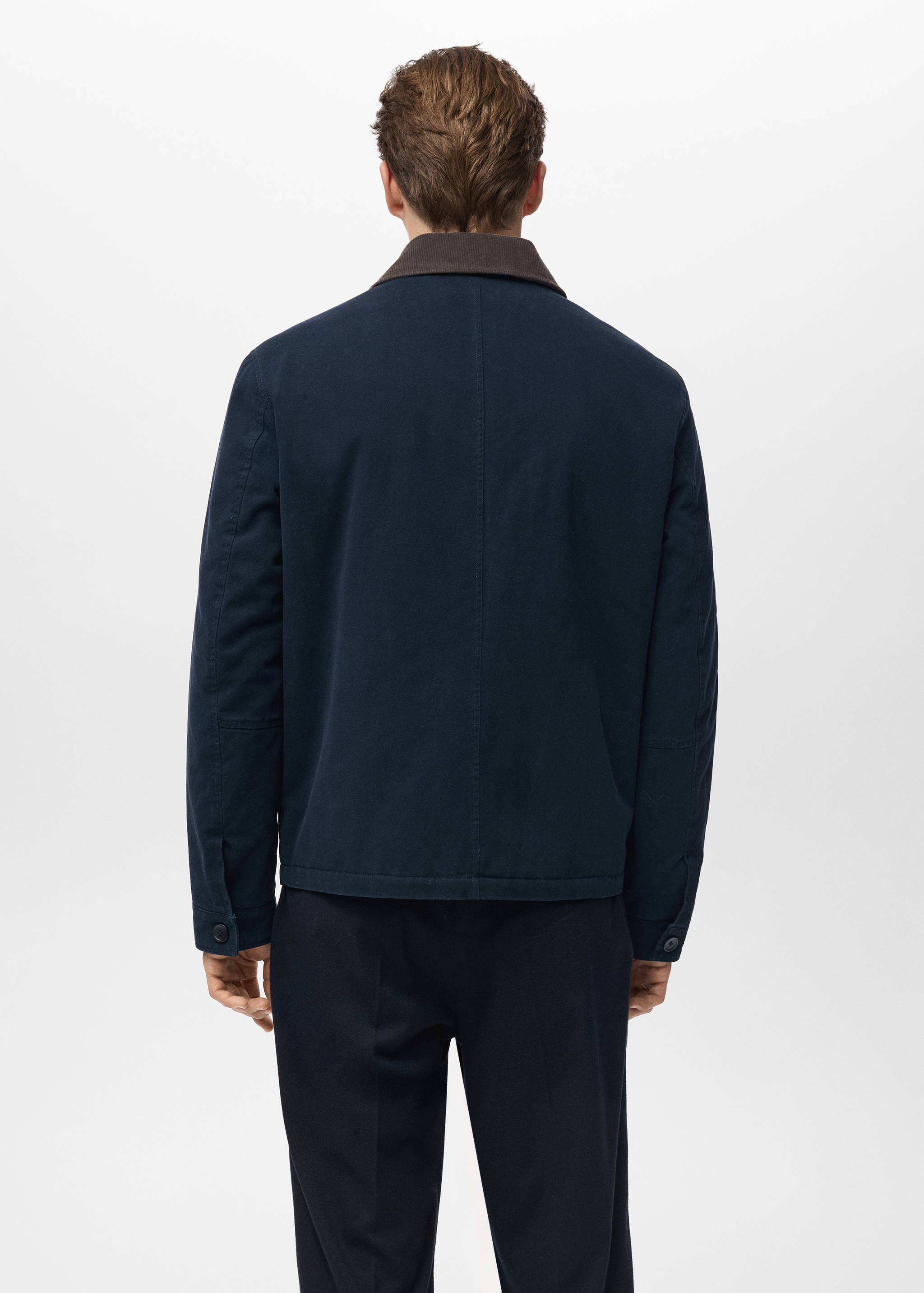 Quilted jacket with corduroy collar - Reverse of the article