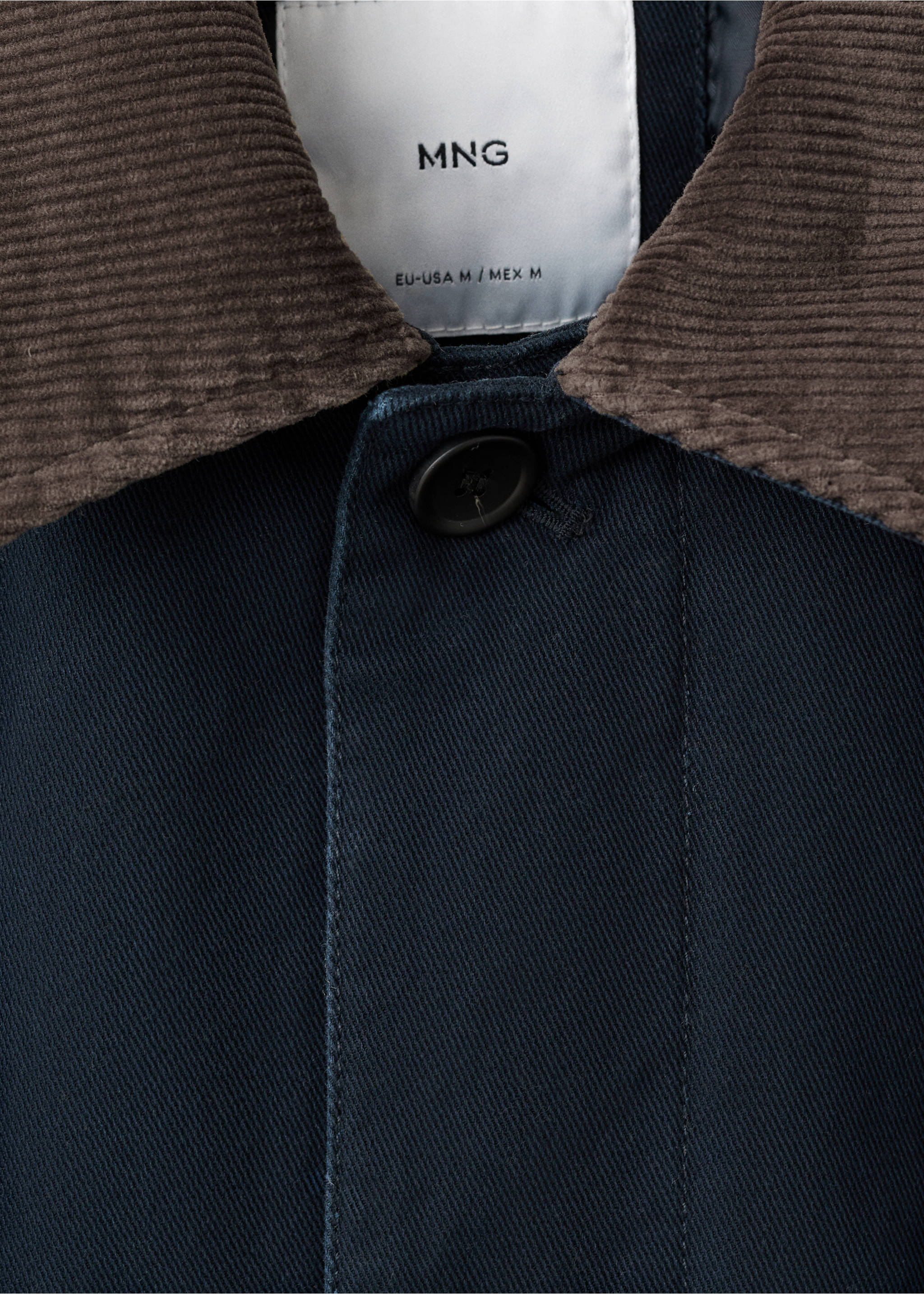 Quilted jacket with corduroy collar - Détail de l'article 8, Bleu marine. Ref: 17027884-00.