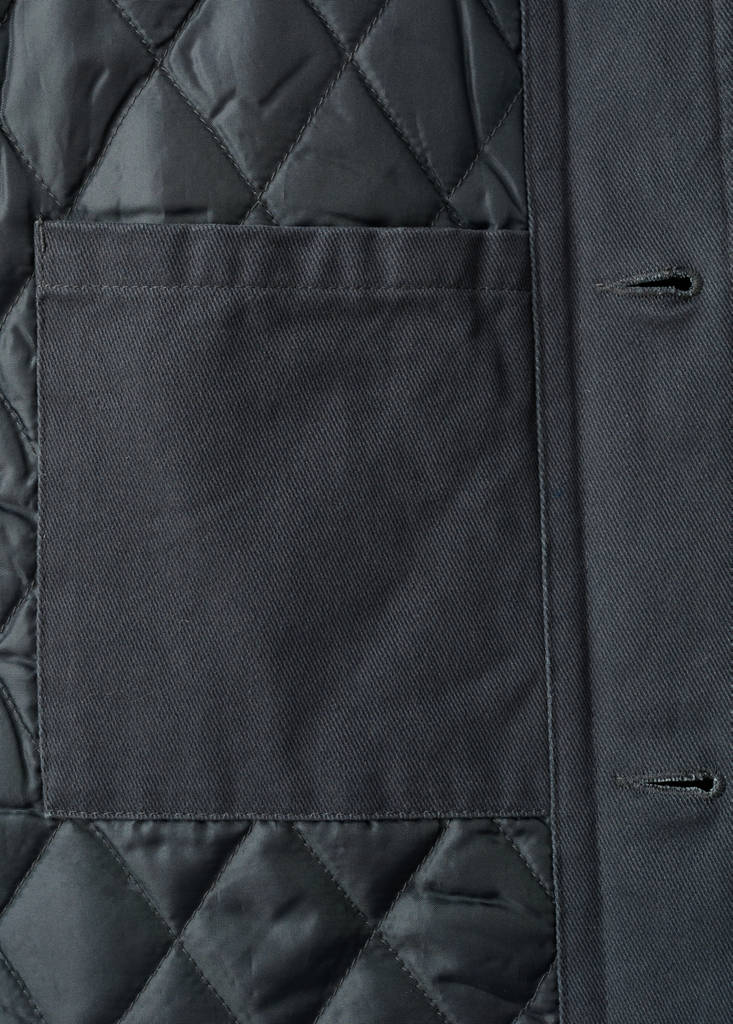 Quilted jacket with corduroy collar — Charcoal