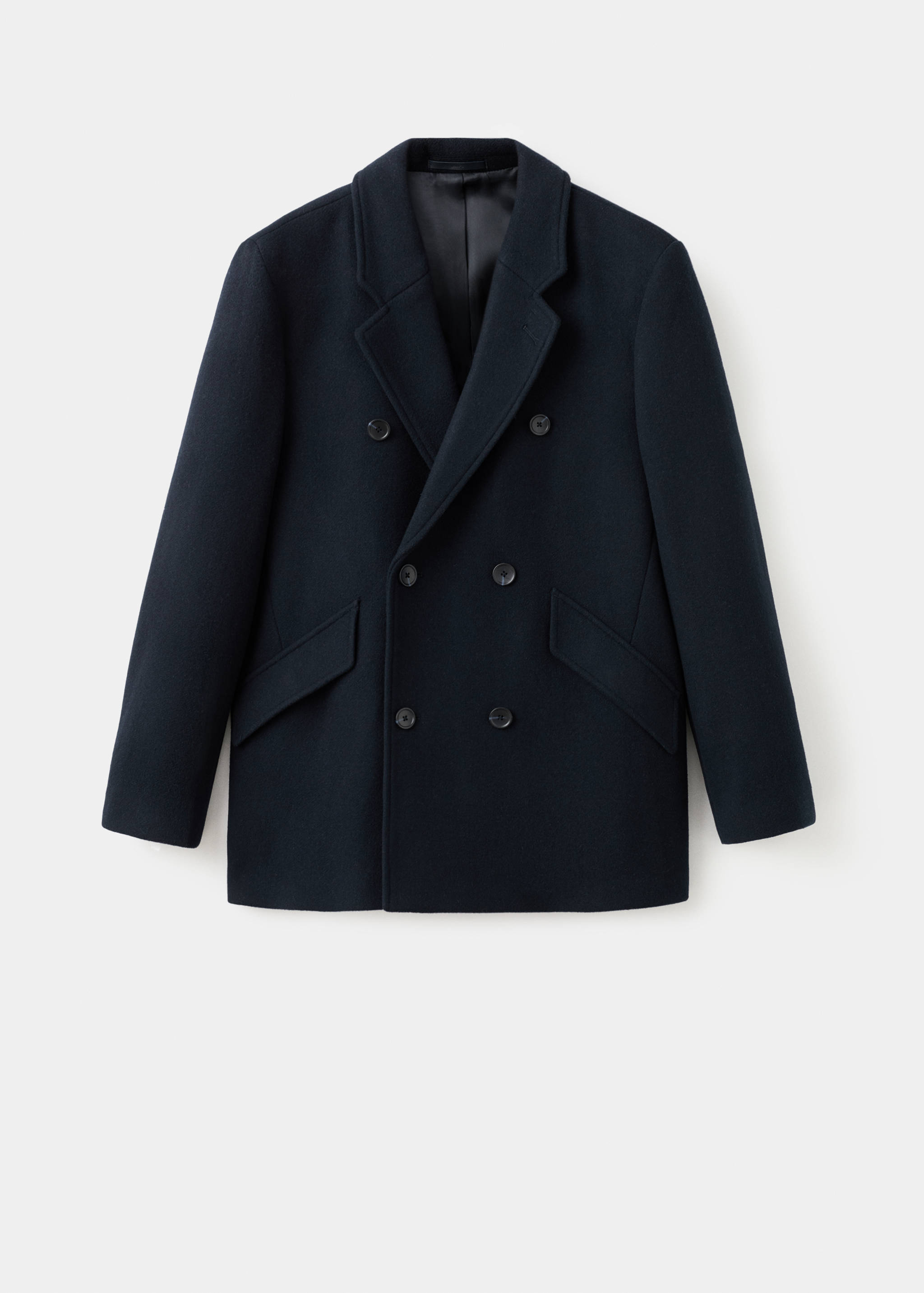 羊毛混纺双排扣外套 - null