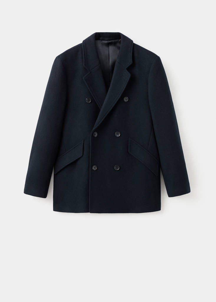 Double-breasted wool-blend coat - thumbnail 4