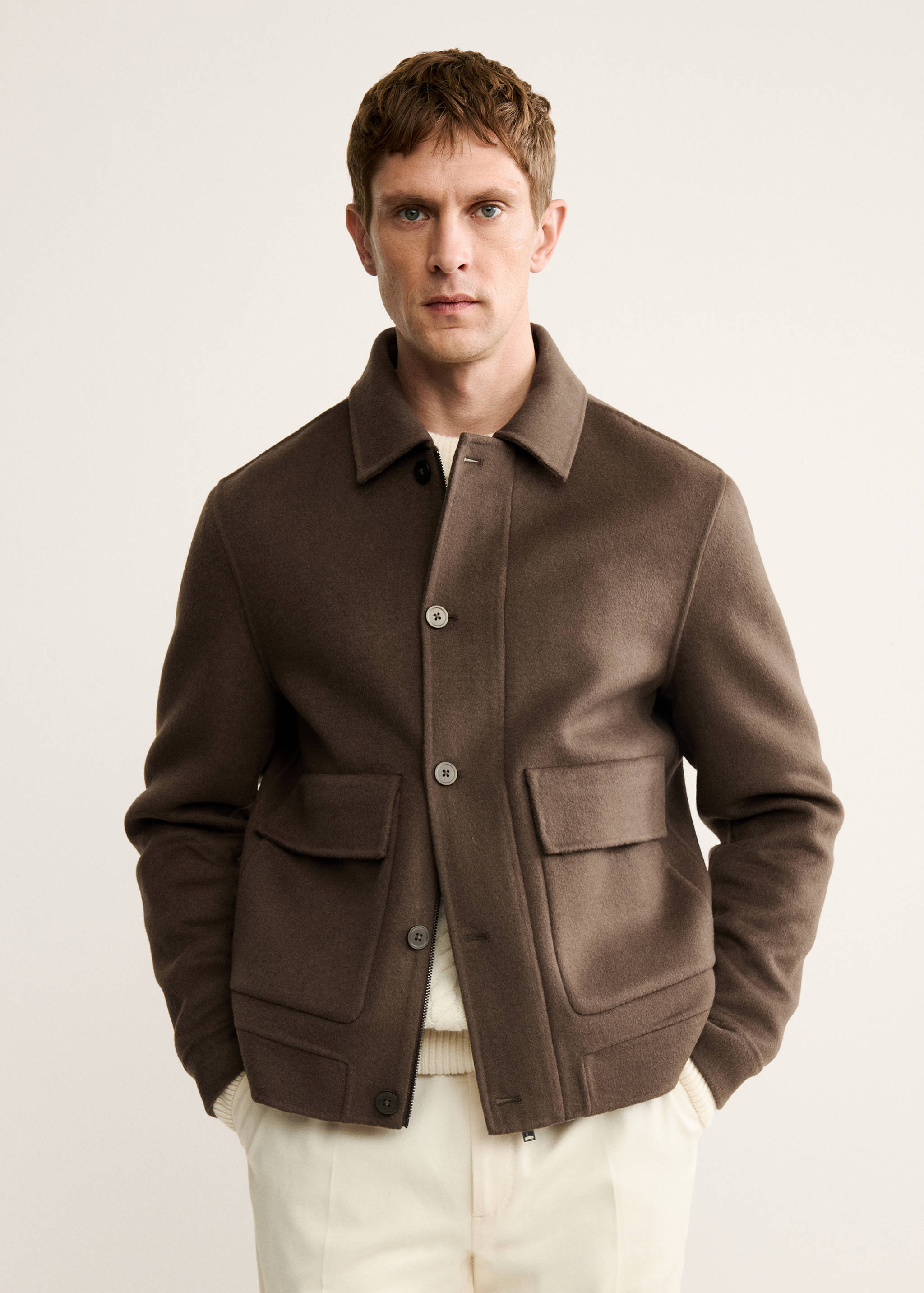 Jaket wol handmade dengan kantong - Tampilan Sedang