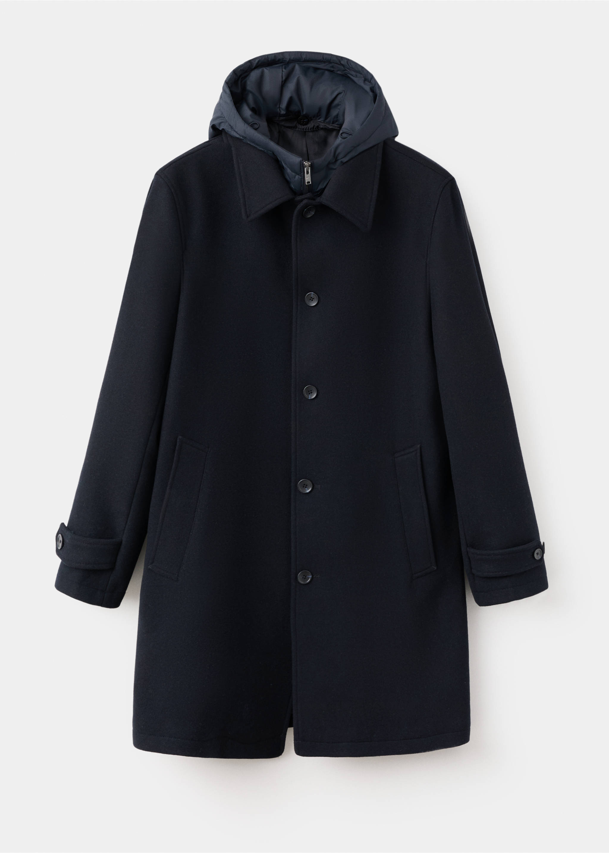 Detachable hood wool coat - Article without model, Navy. Ref: 17027888-00.