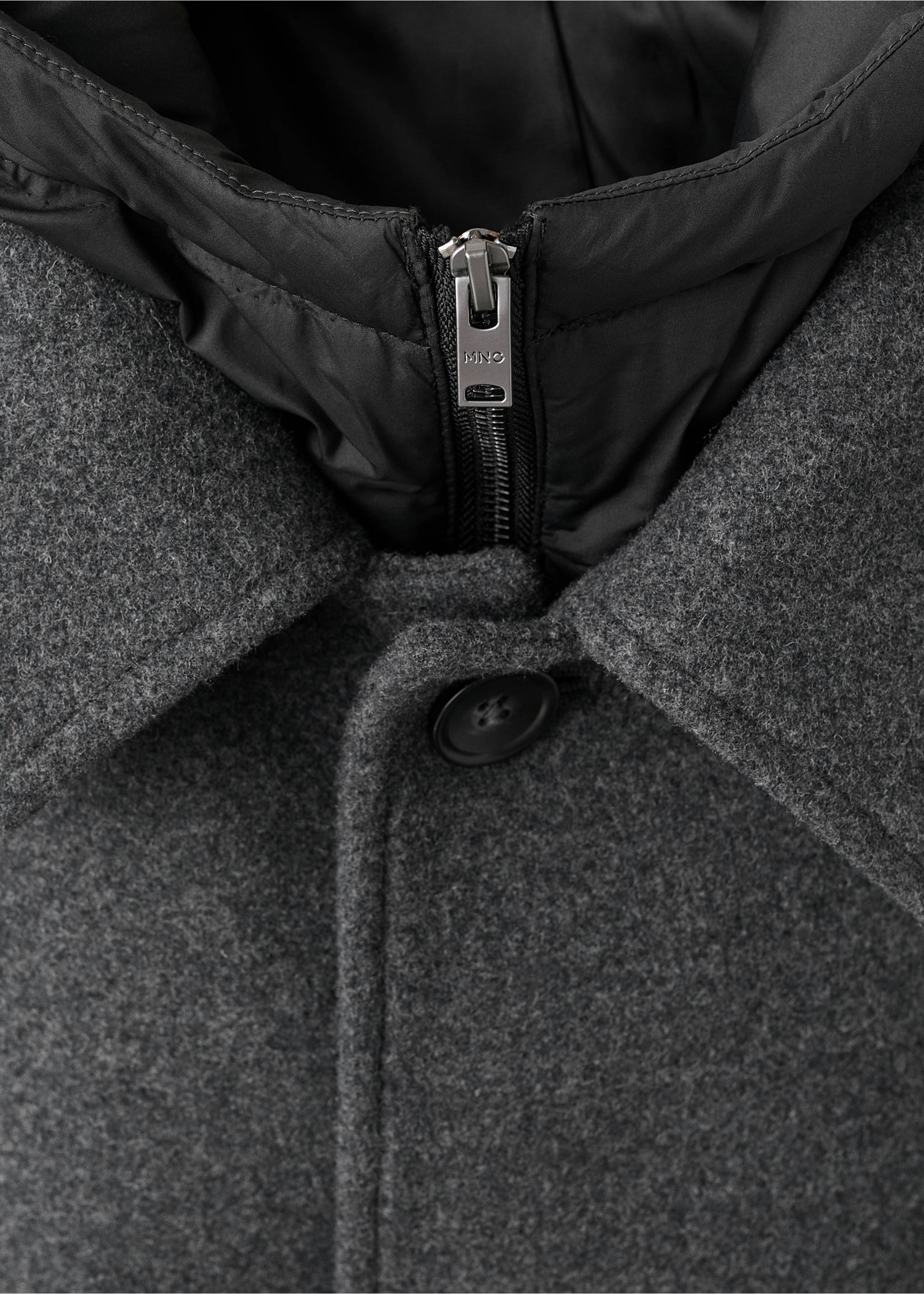 Manteau laine capuche amovible - Détail de l'article 8, Gris. Ref: 17027888-00.