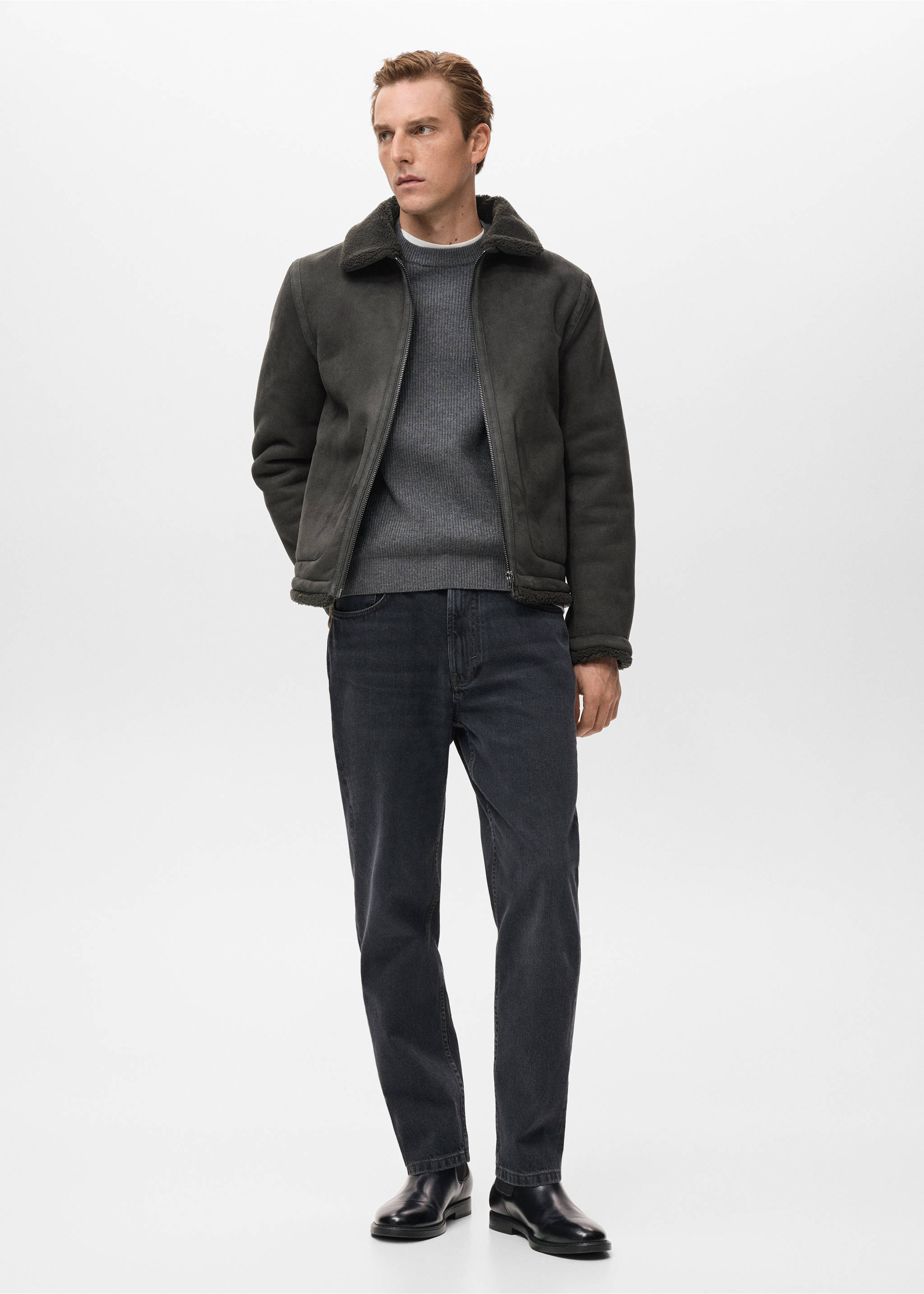 Двусторонняя куртка с отделкой из искусственной овчины - Общий план, Коричневый. Ref: 17027889-00.