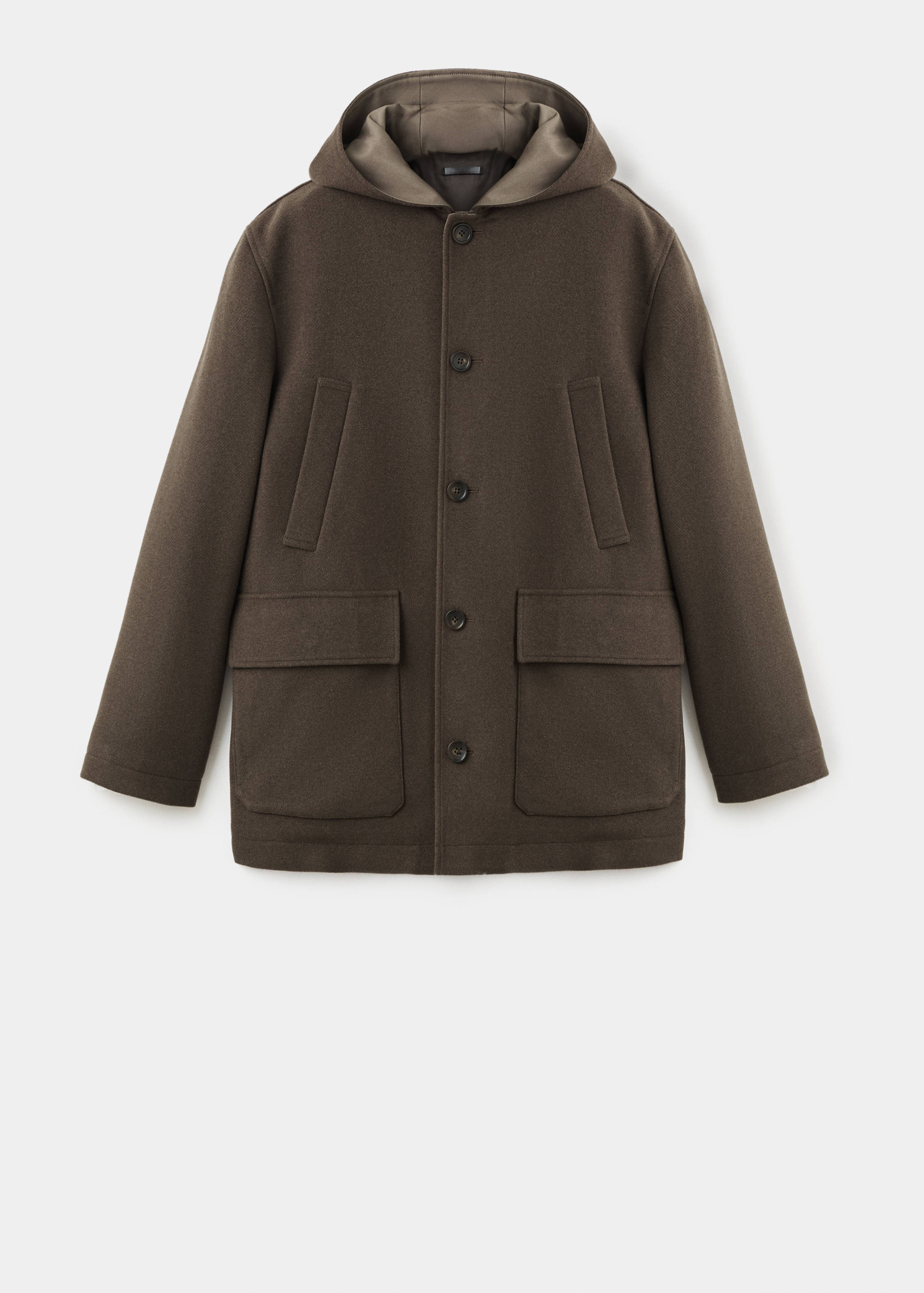 连帽羊毛大衣 - null