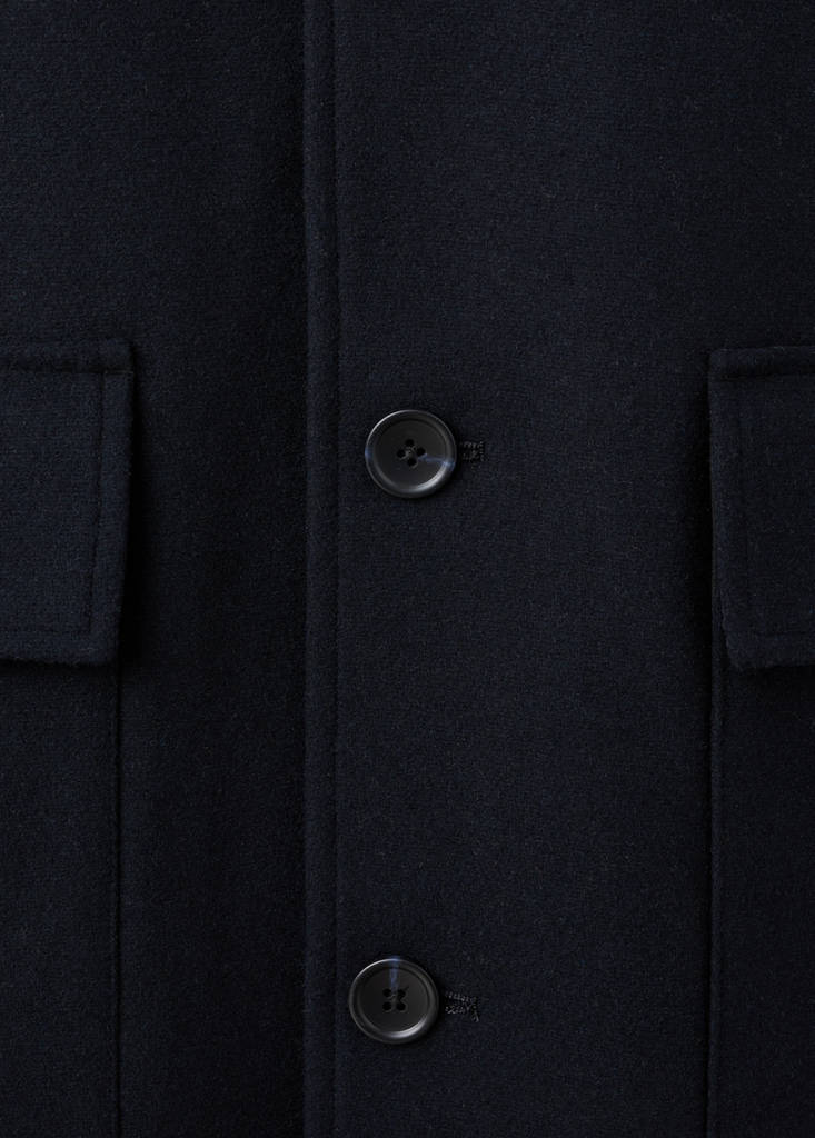 Hooded wool coat — Dark Navy