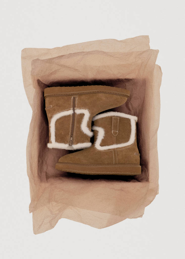 Fur-effect suede ankle boots — Medium Brown