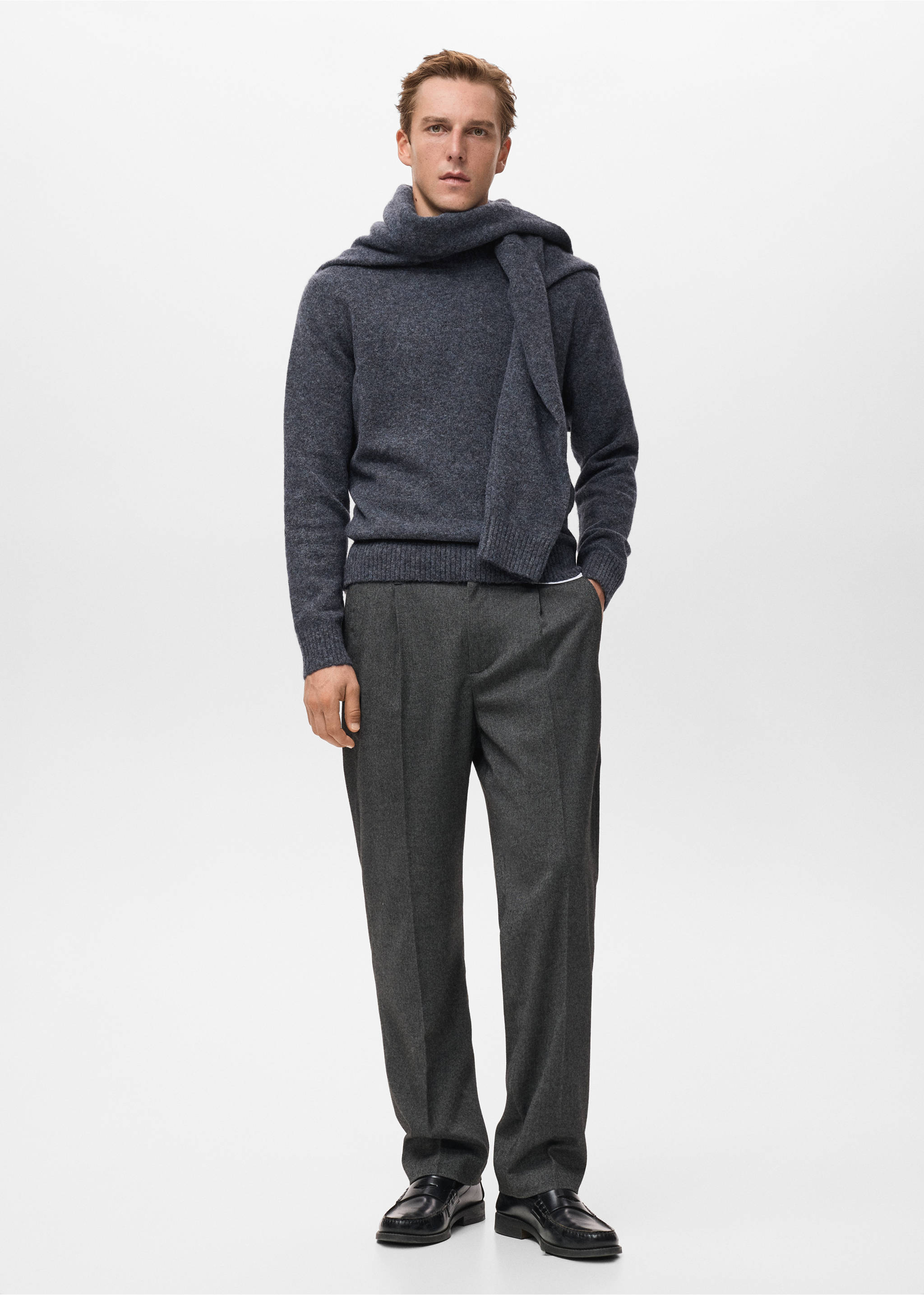 Trui van een wol- en alpacablend - Overzichtstekening, Indigoblauw. Ref: 17027897-00.