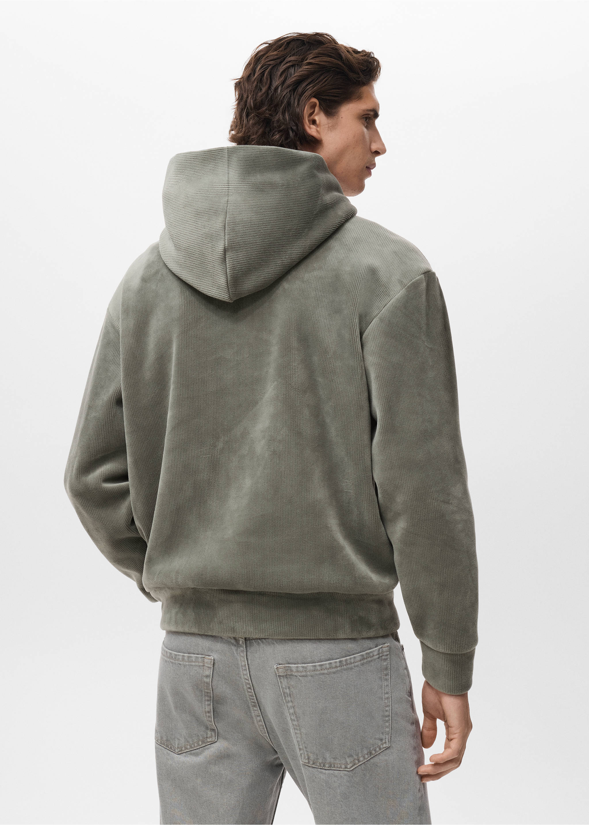 Sudadera capucha pana - Reverso del artículo, Verde pastel. Ref: 17027899-00.