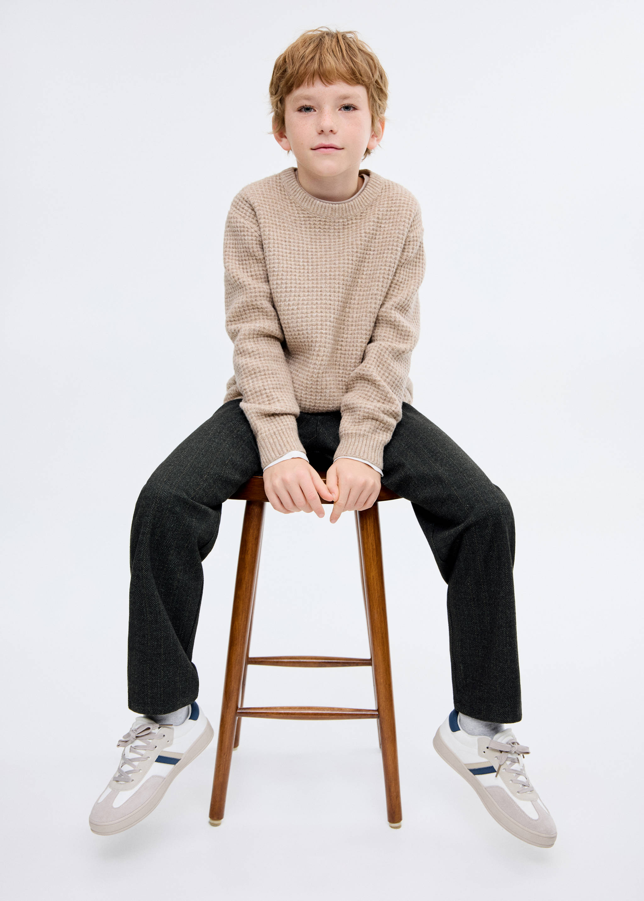 Herringbone straight pants - Medium plane