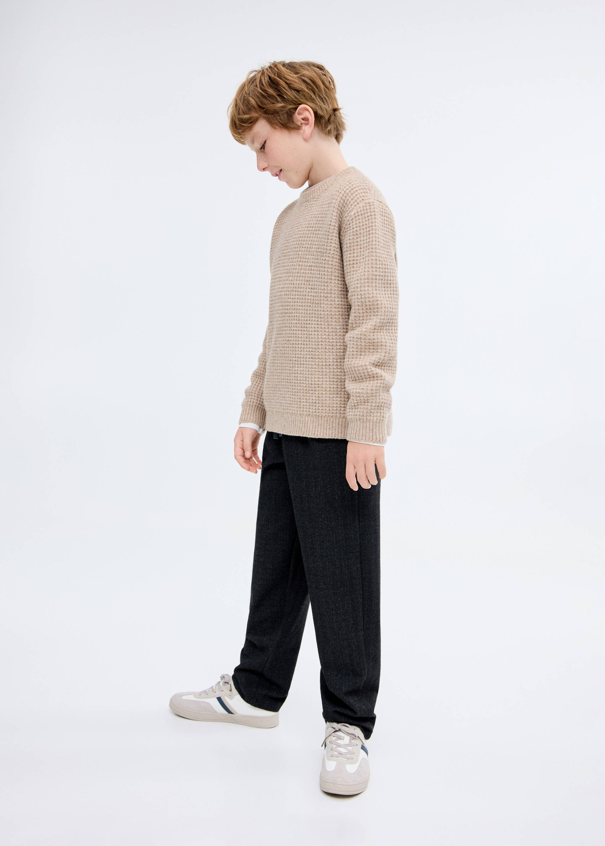 Herringbone straight pants - Details of the article 1
