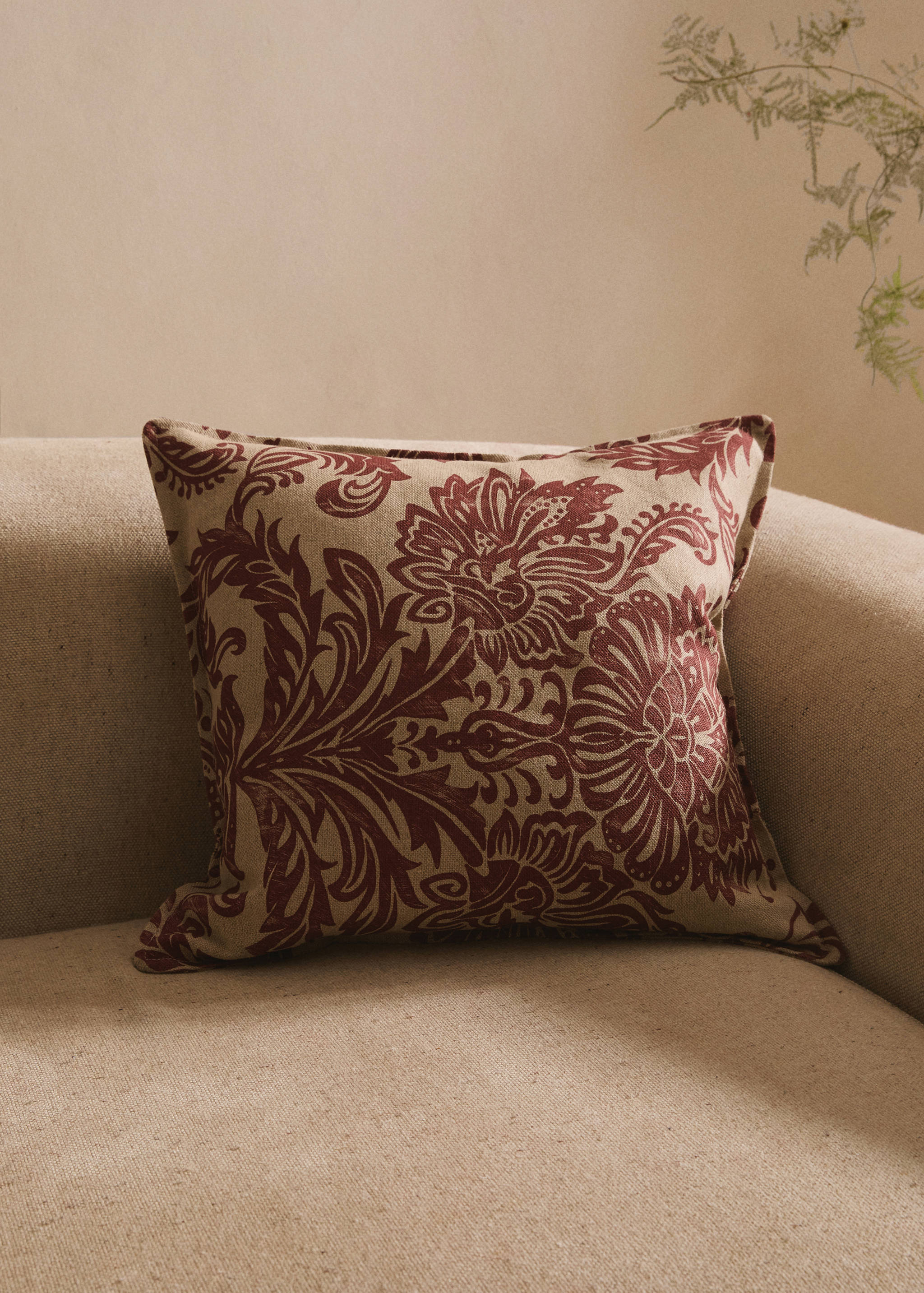 Damask-print cushion cover 50x50cm - General plane