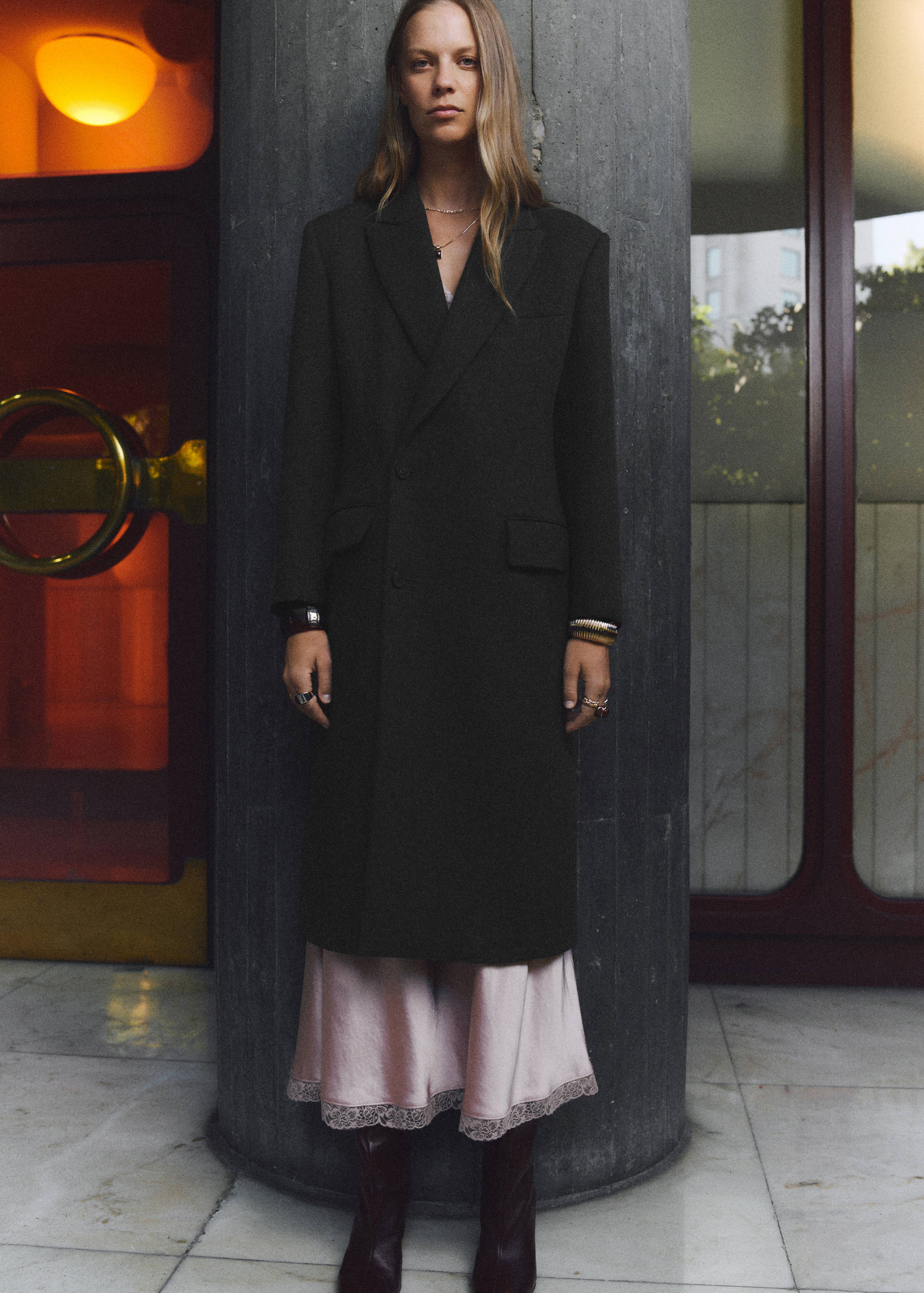 Manteau long à double boutonnage - Plan général