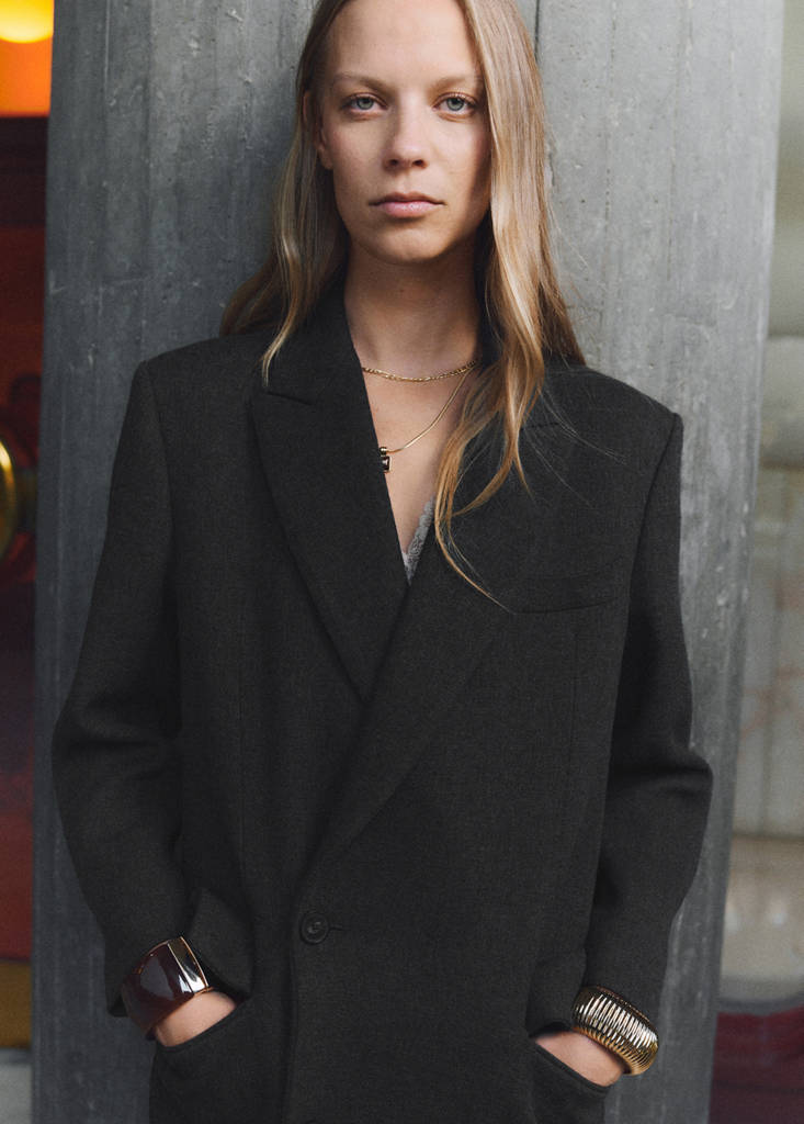 Long double-breasted coat — Grey