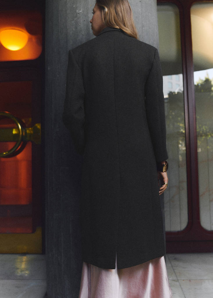 Long double-breasted coat — Grey