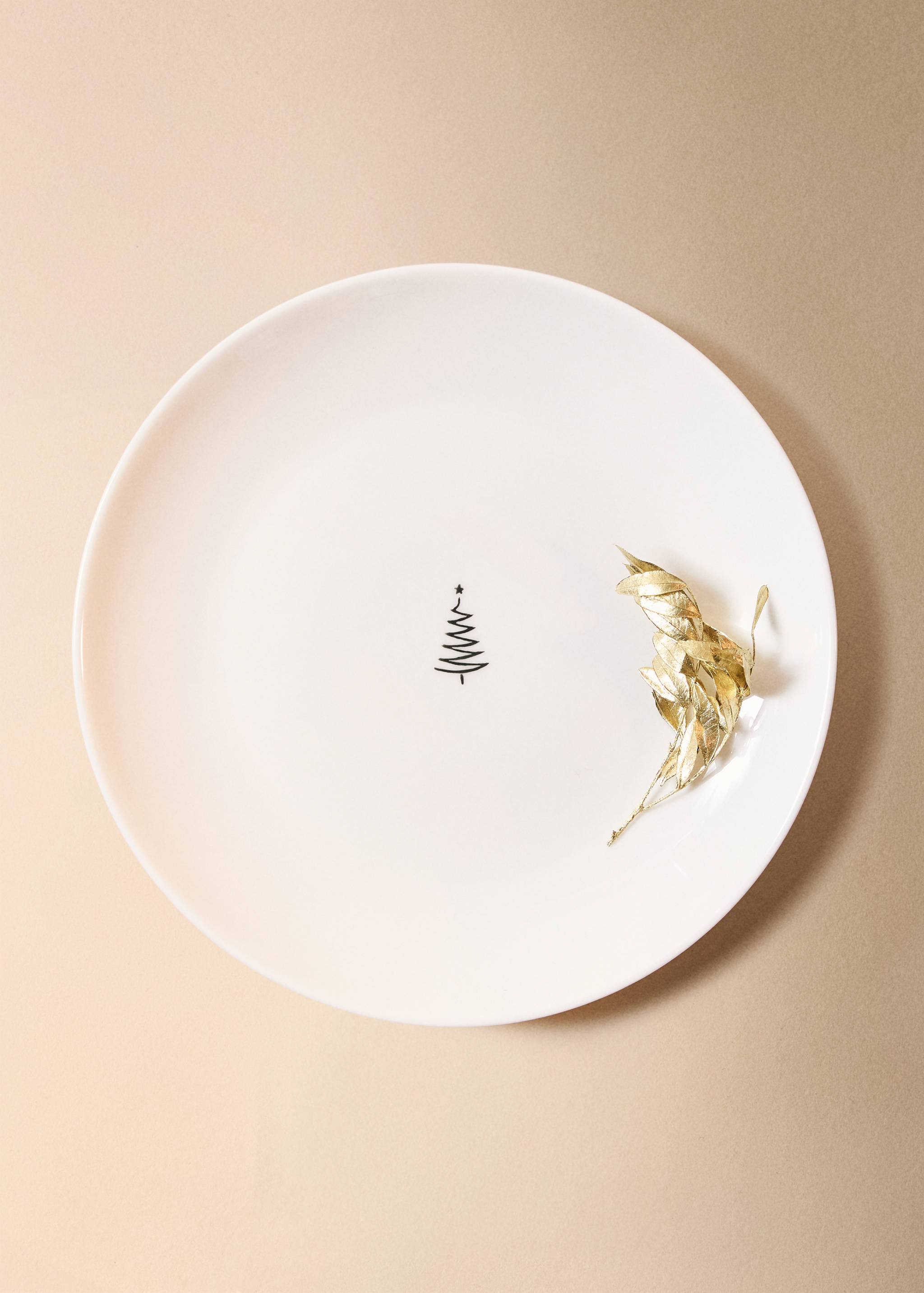 Bone china dessert plate with Christmas tree motif - General plane