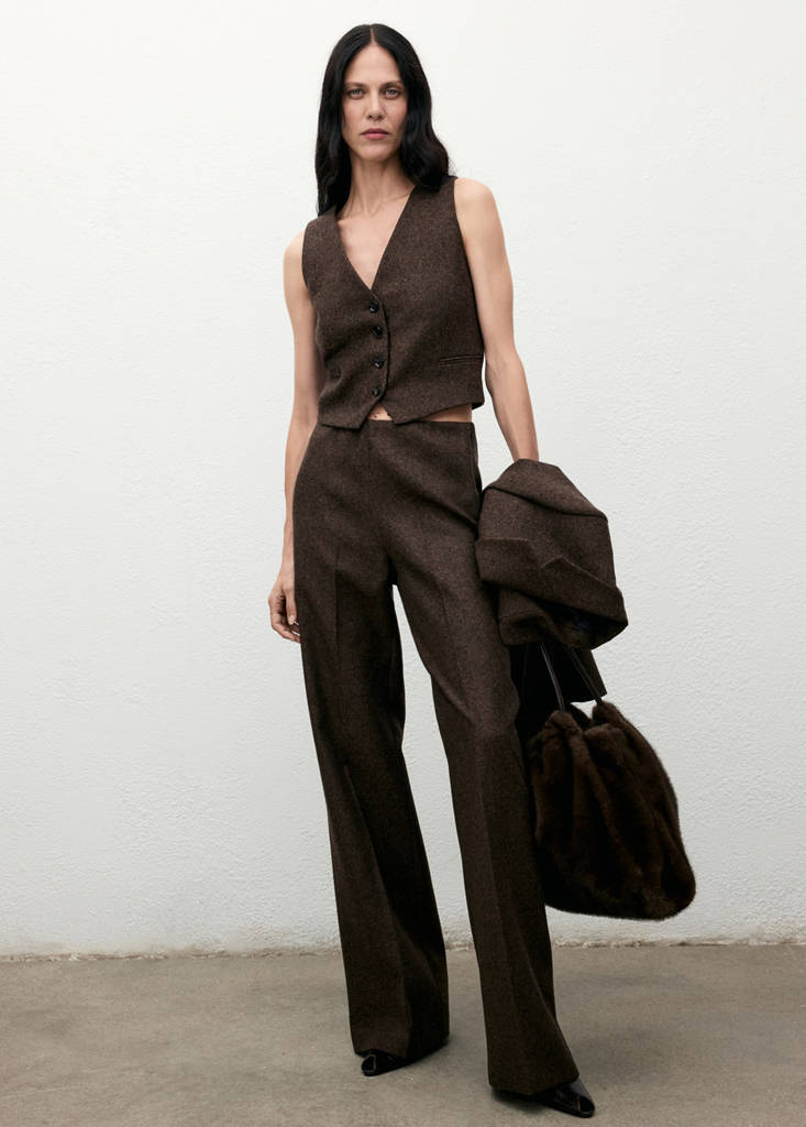 Speckled wool waistcoat — Brown