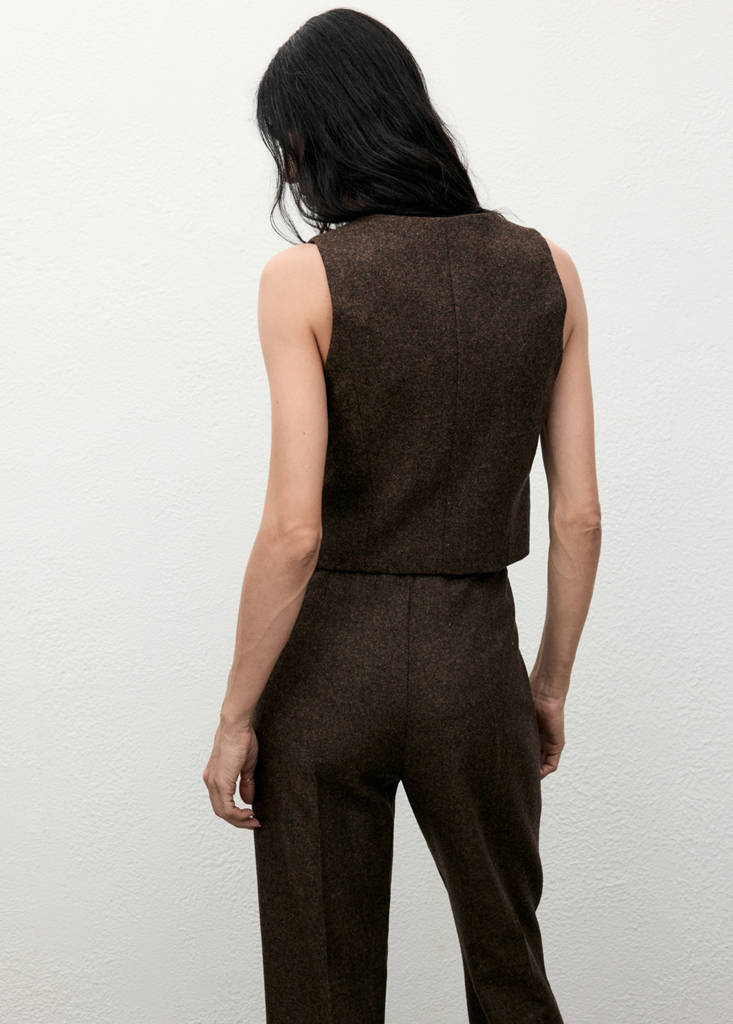 Speckled wool waistcoat — Brown