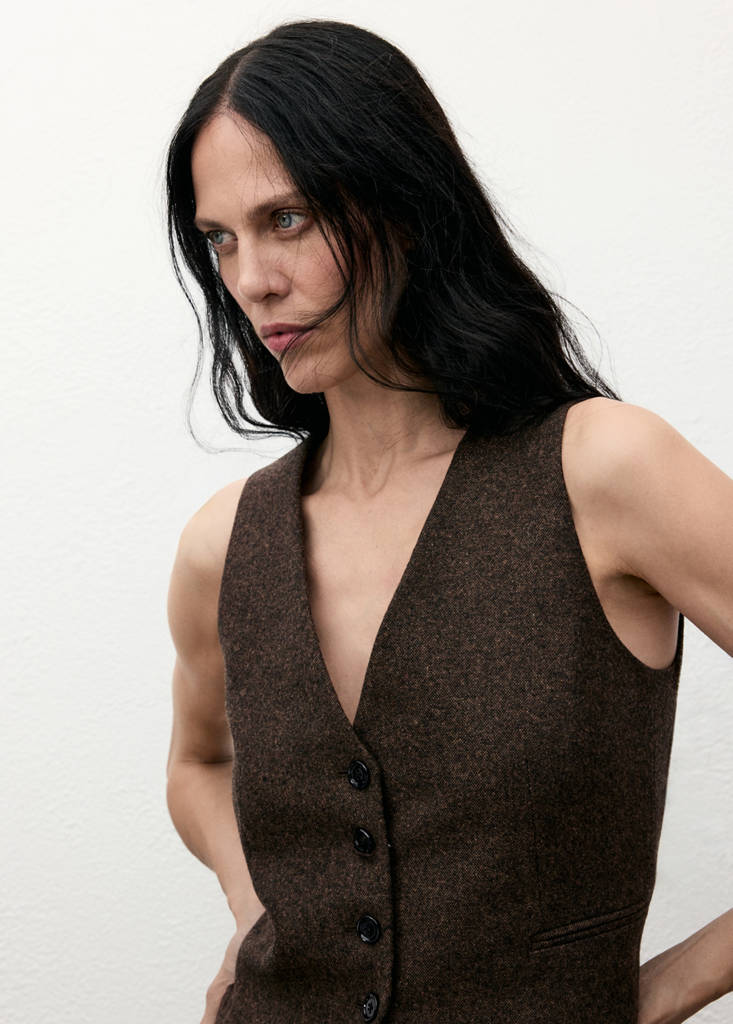 Speckled wool waistcoat — Brown