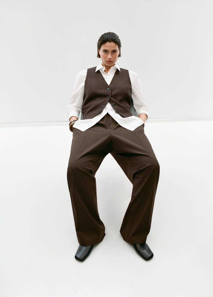 Speckled wool waistcoat — Brown