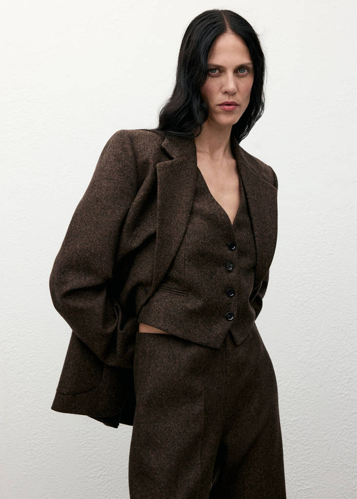Speckled wool waistcoat — Brown