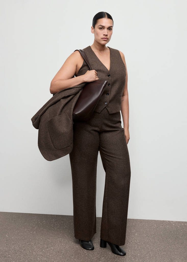 Speckled wool waistcoat — Brown